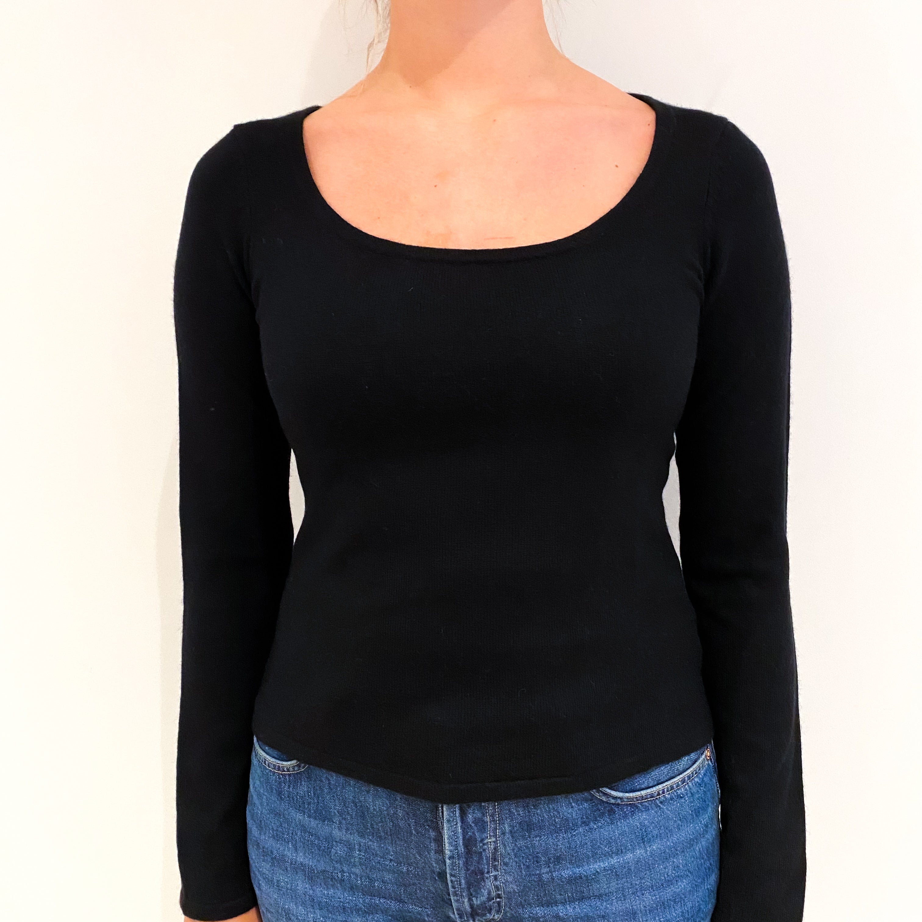 Black Cashmere Scoop Neck Jumper Small