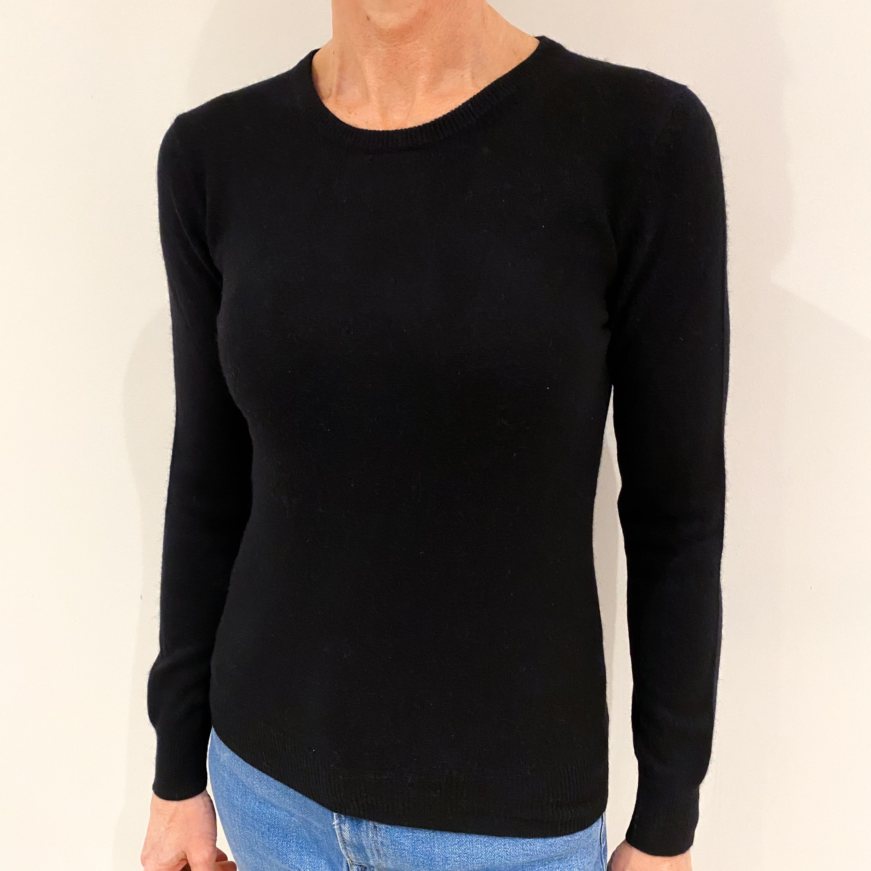 Black Cashmere Crew Neck Jumper Small