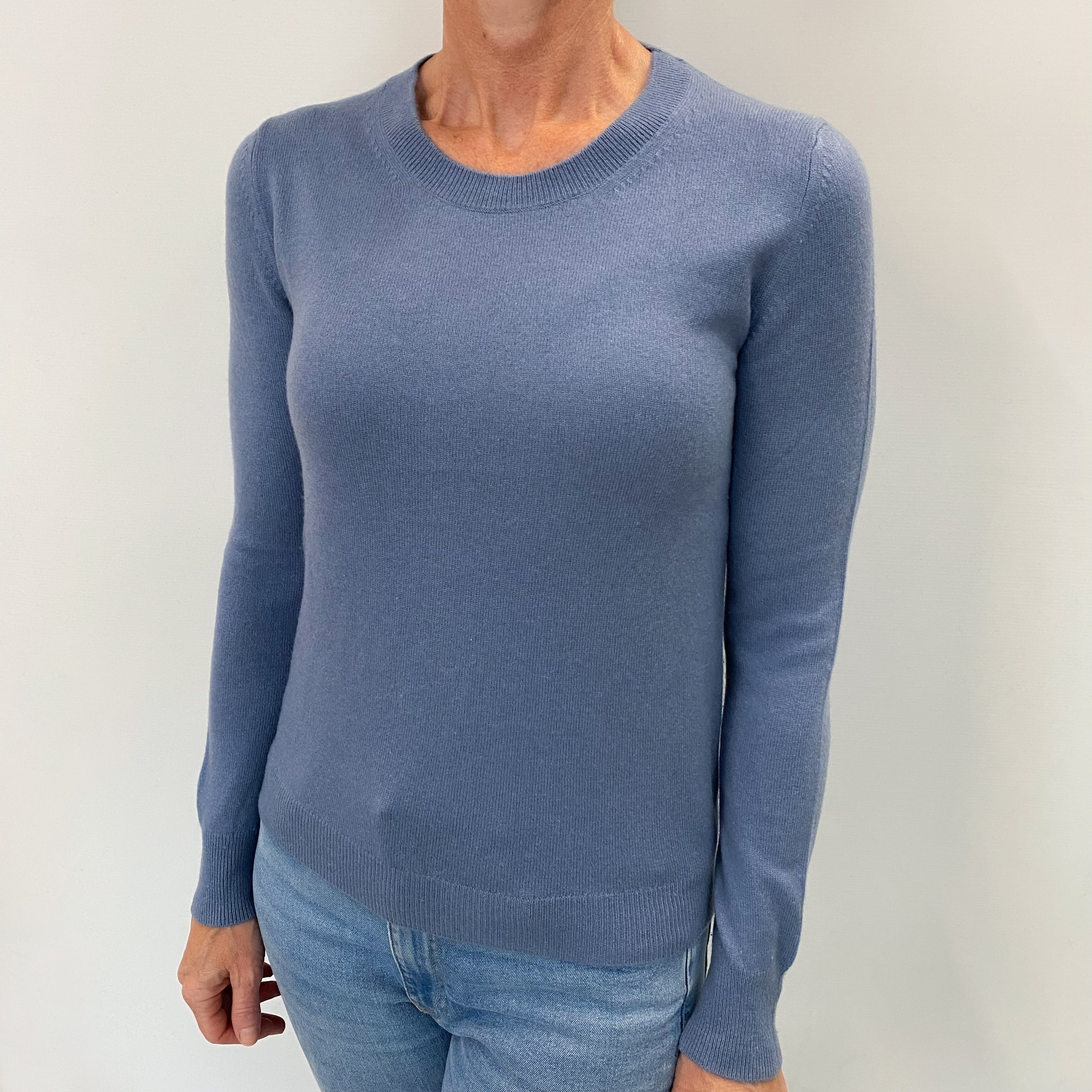 Airforce Blue Cashmere Crew Neck Jumper Small