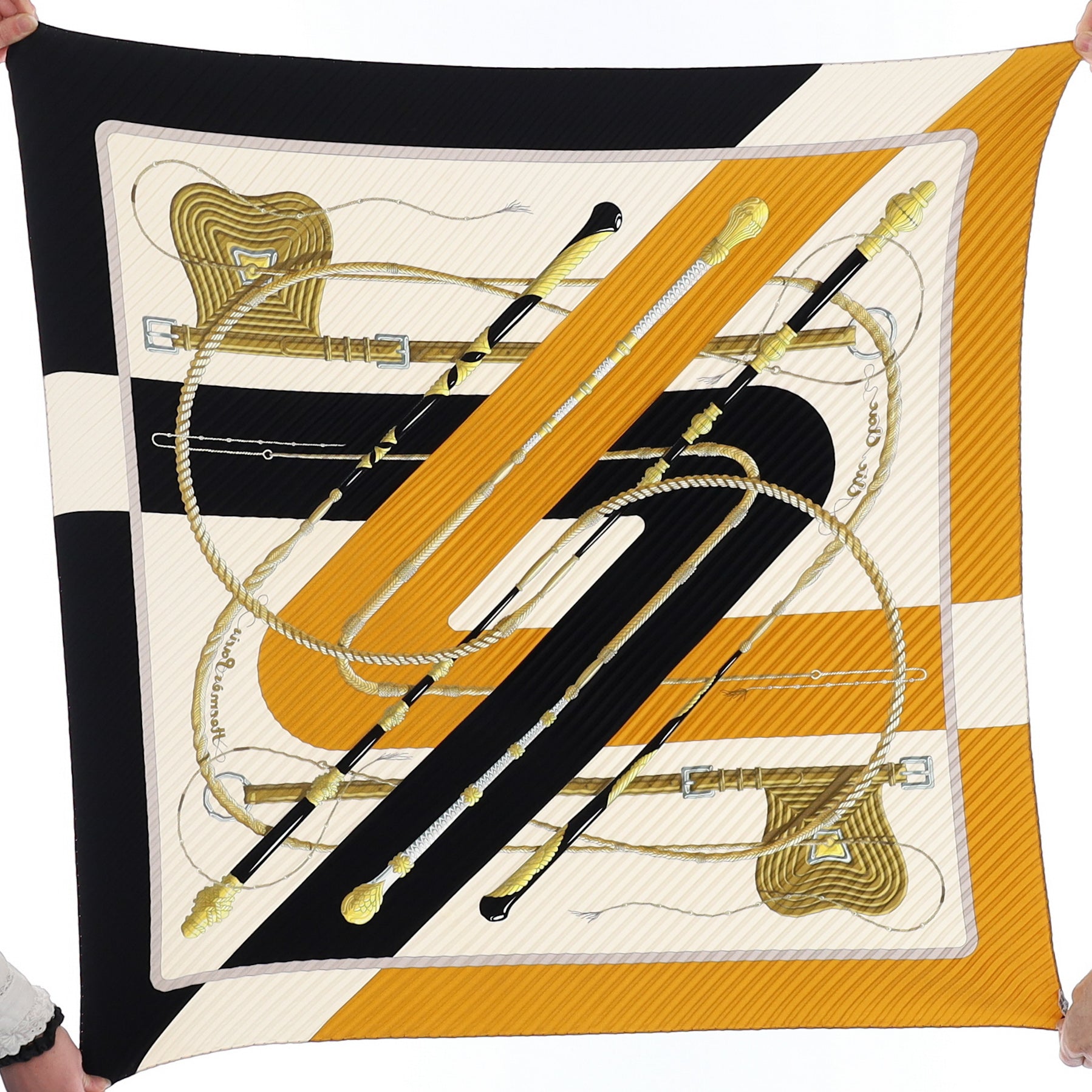 Hermès Clic Clouc Plissé Silk Scarf
