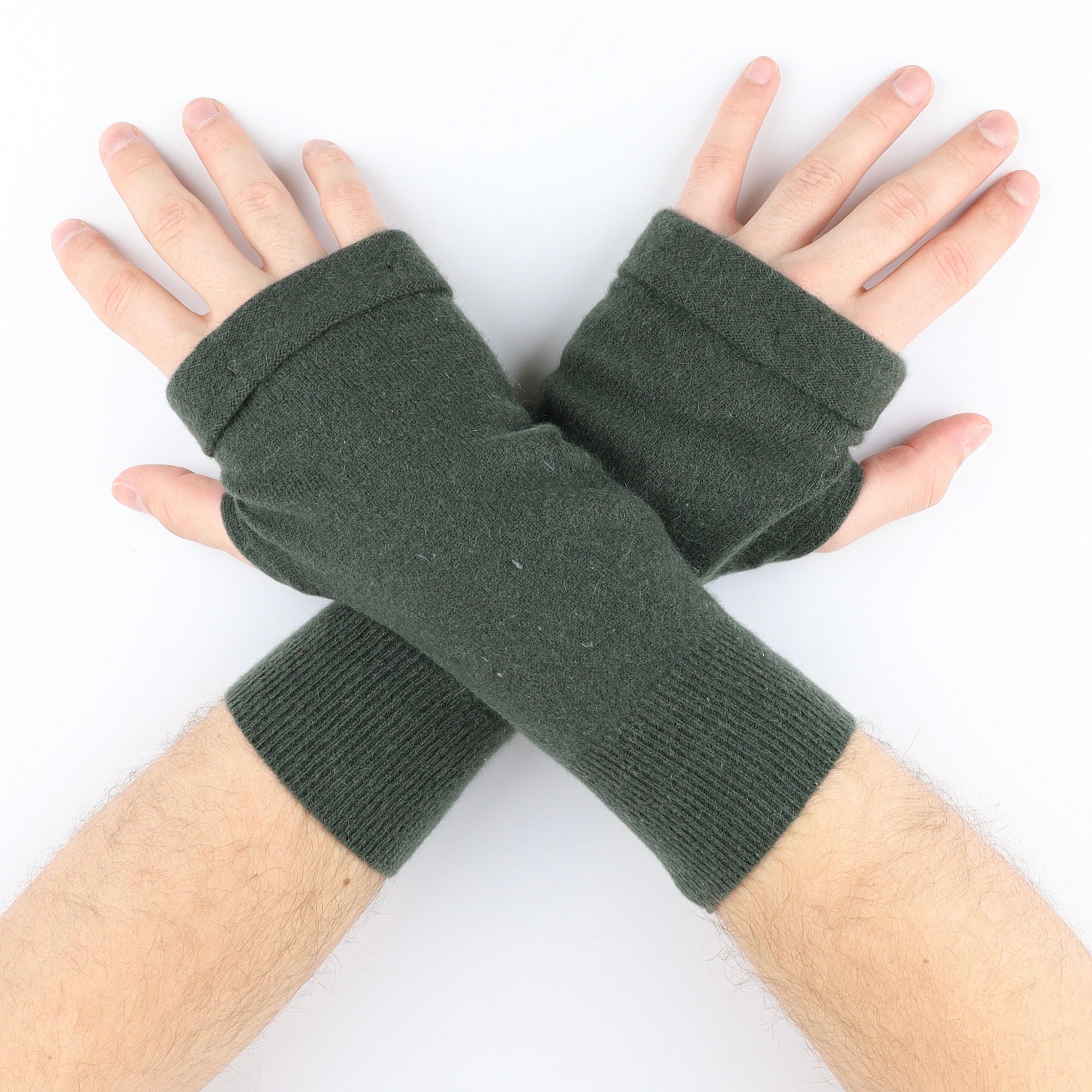 Men’s Khaki Green Fingerless Gloves