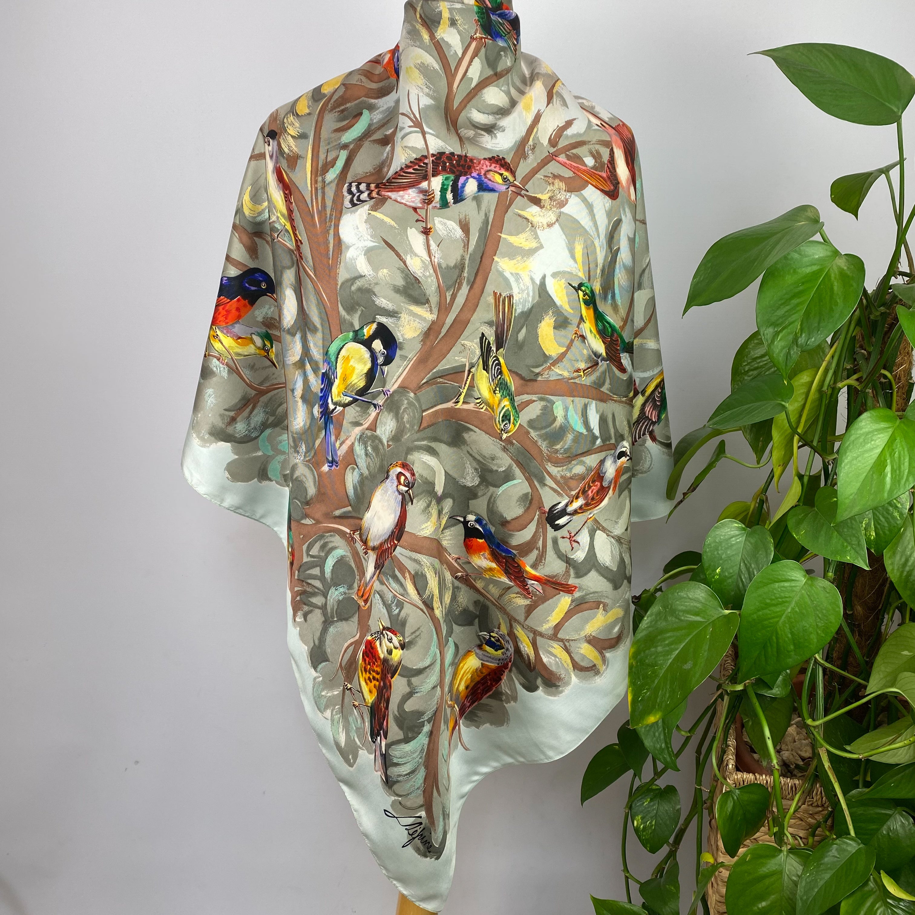 Vintage Tropical Bird Silk Scarf