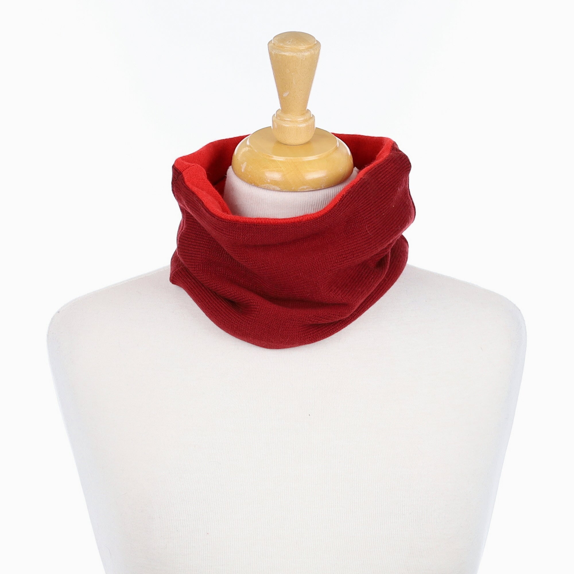 Burgundy and Bright Red Neck Warmer