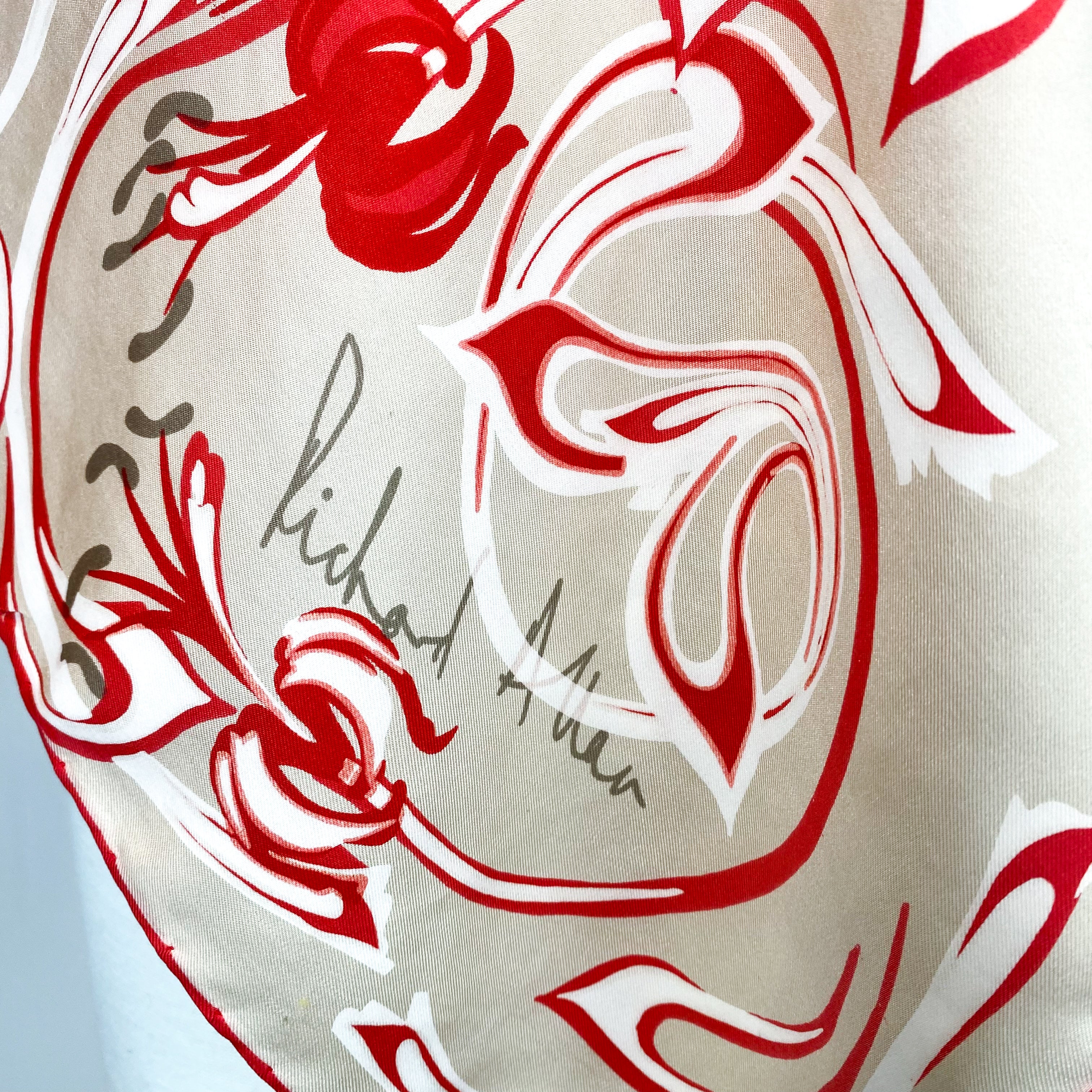 1970’s Richard Allan Abstract Floral Vintage Silk Scarf