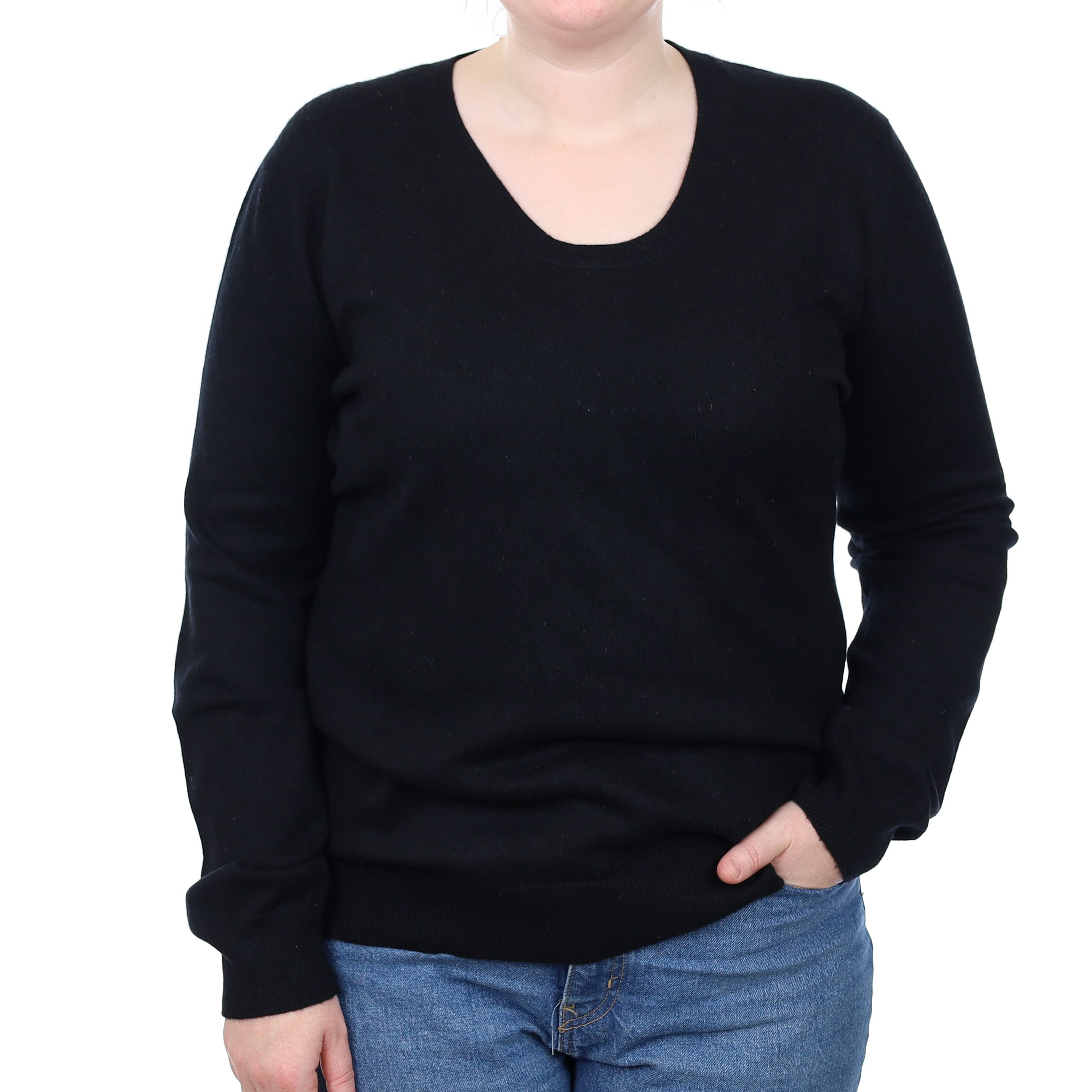 Black Cashmere Scoop Neck Jumper Large
