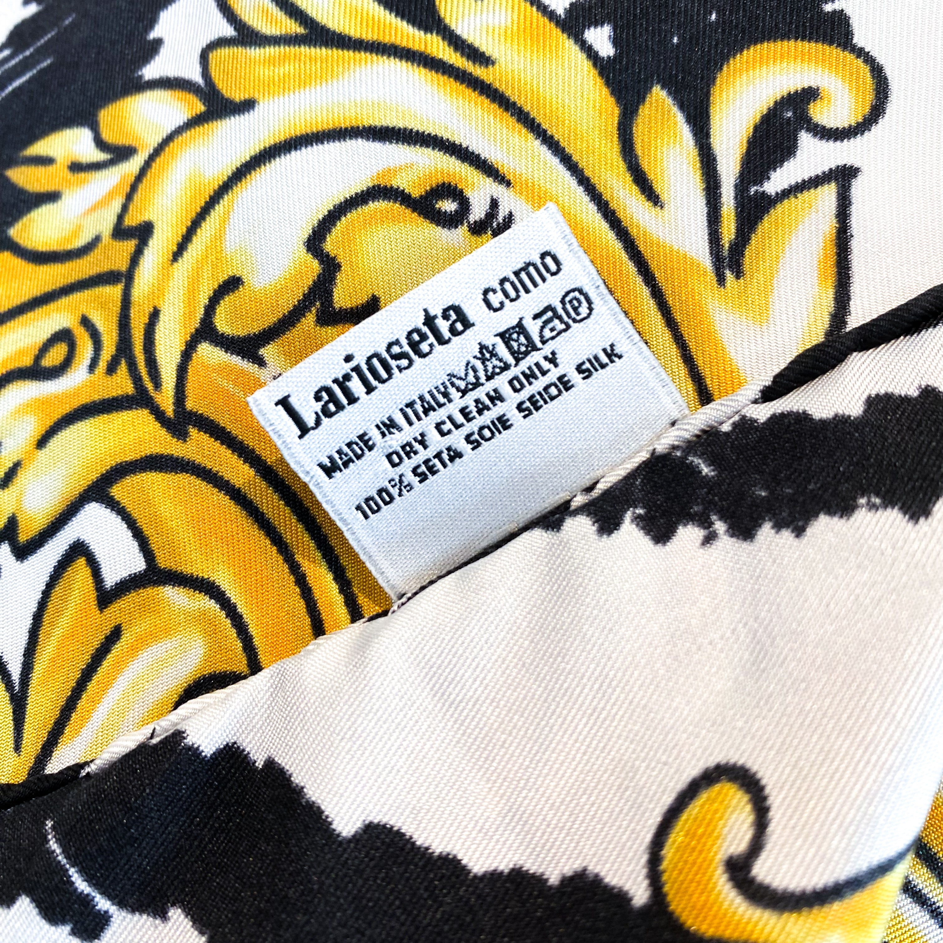 Large Moschino Black and Gold Silk Scarf