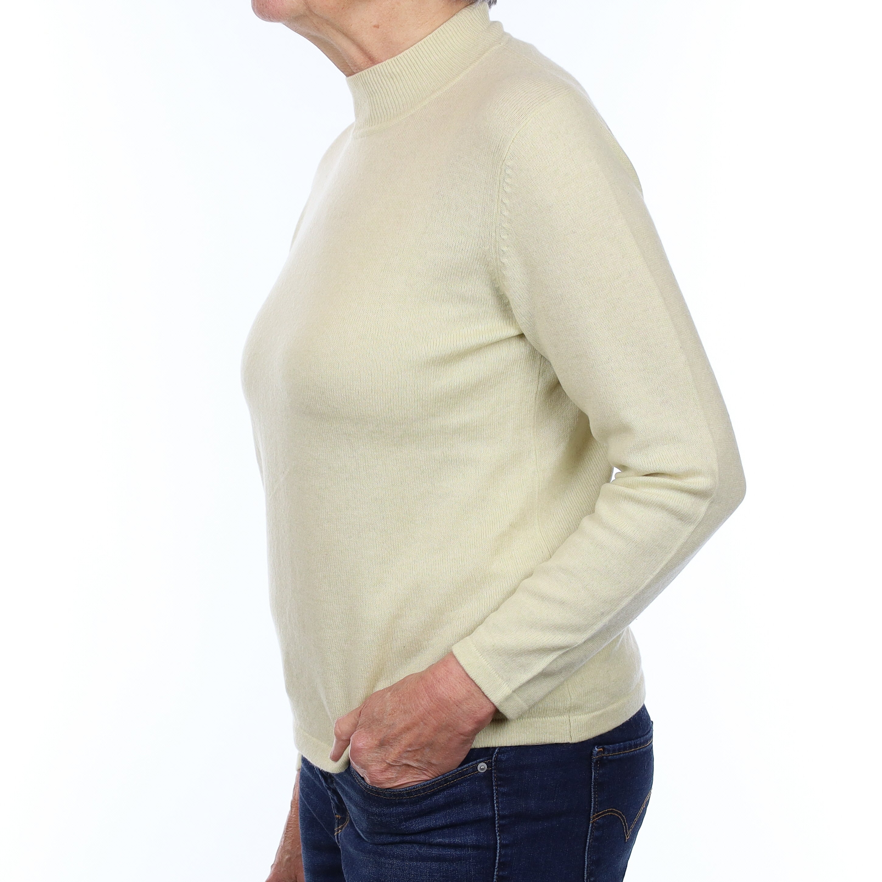 Palest Lime Green Cashmere Turtle Neck Jumper Medium