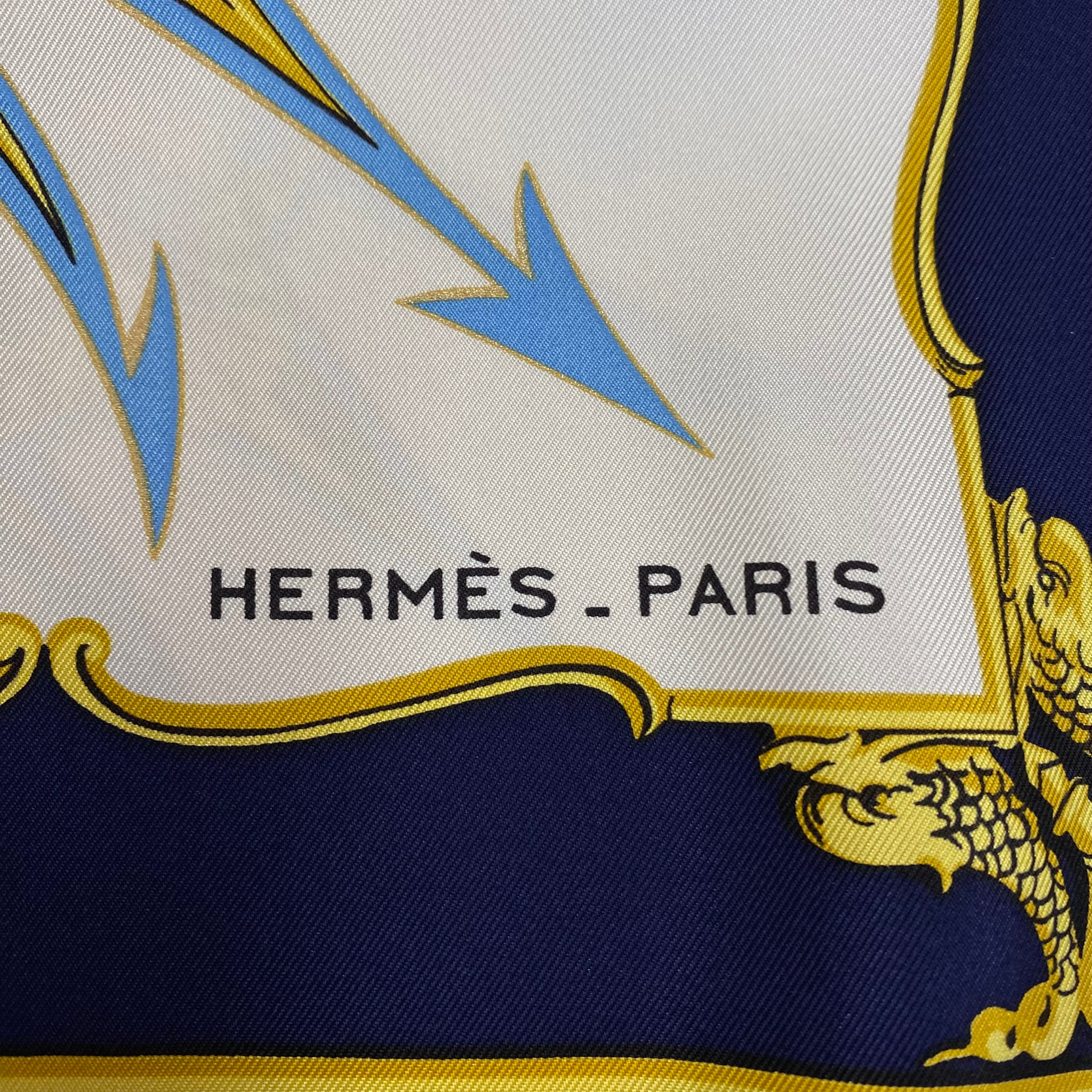 Brand New Boxed Hermès La Marine en Bois Boxed Silk Scarf