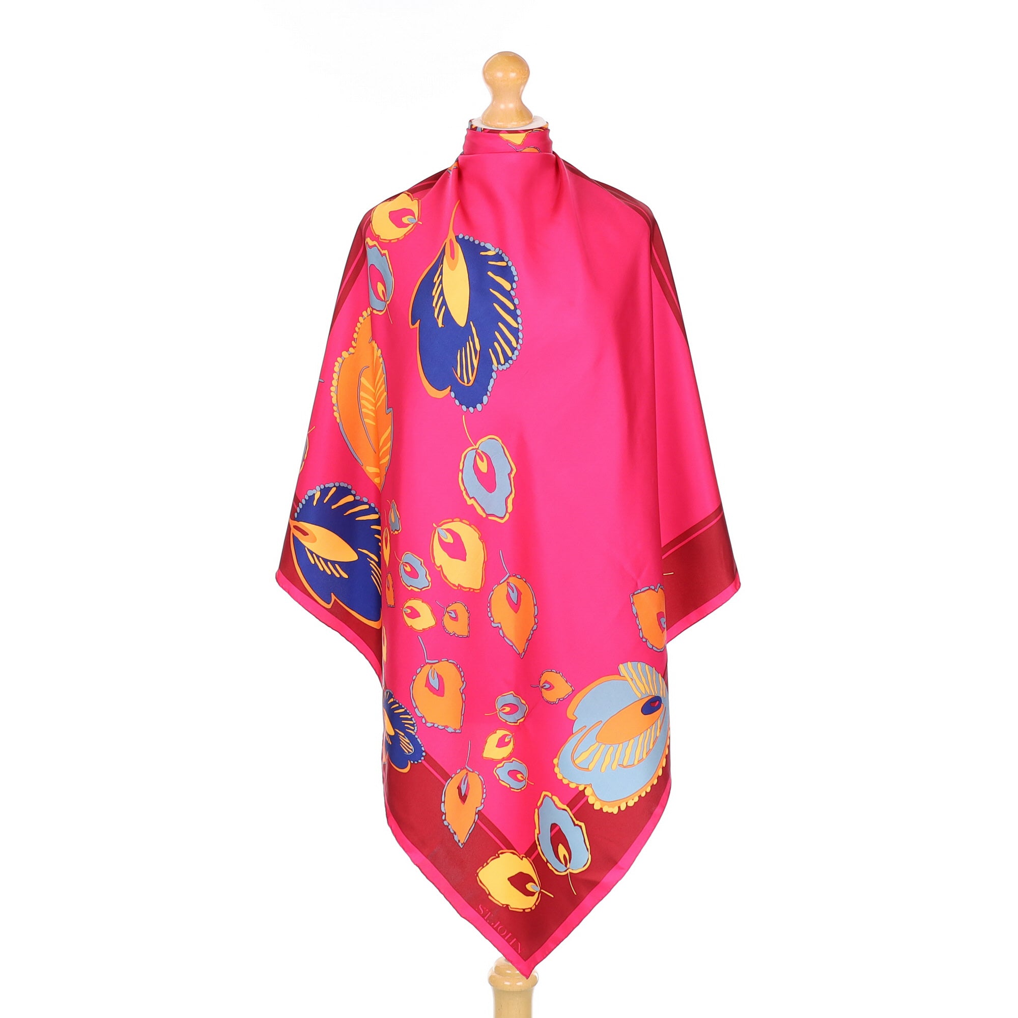 Pristine St John Feather Print Silk Scarf