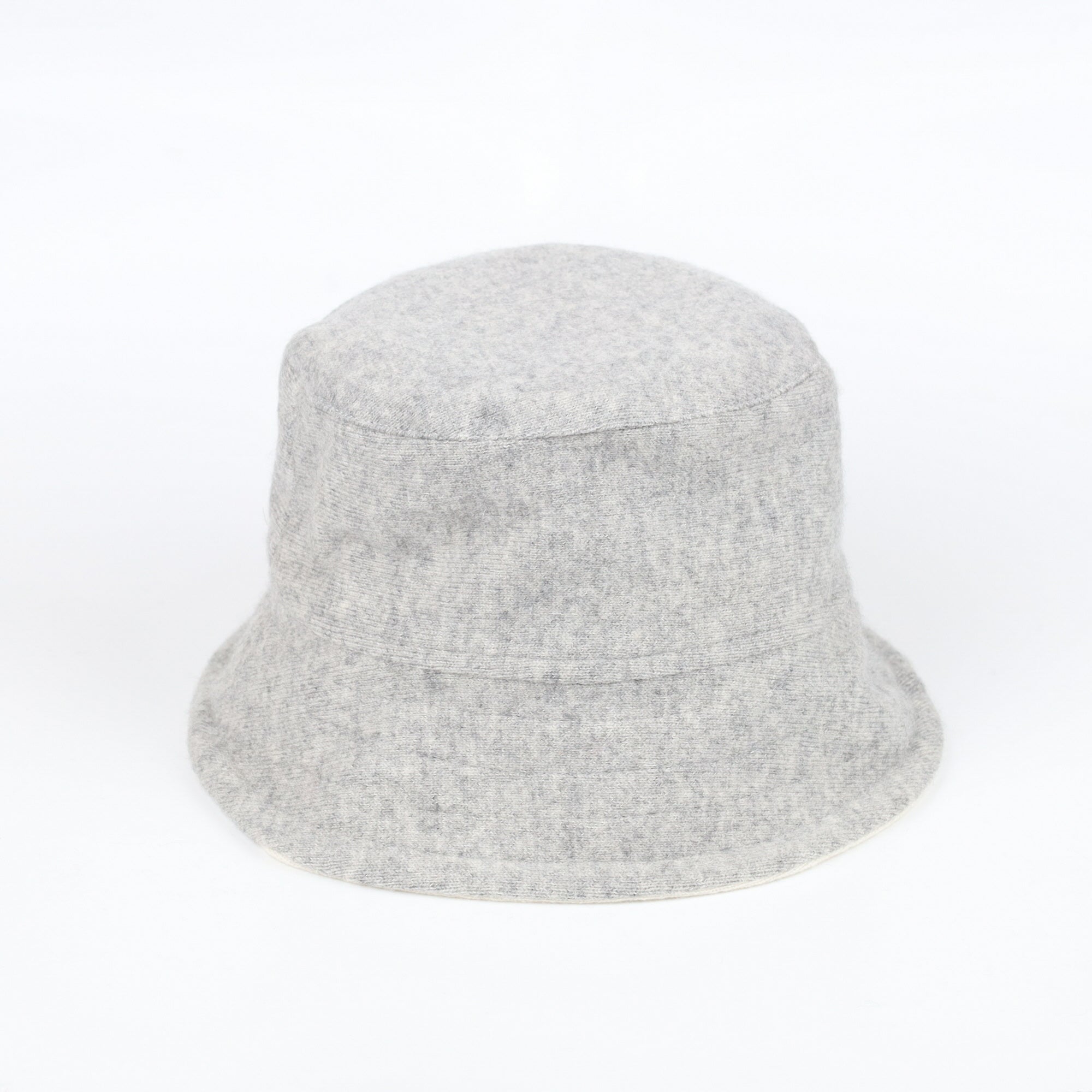Ivory and Smoke Grey Reversible Cashmere Bucket Hat Medium