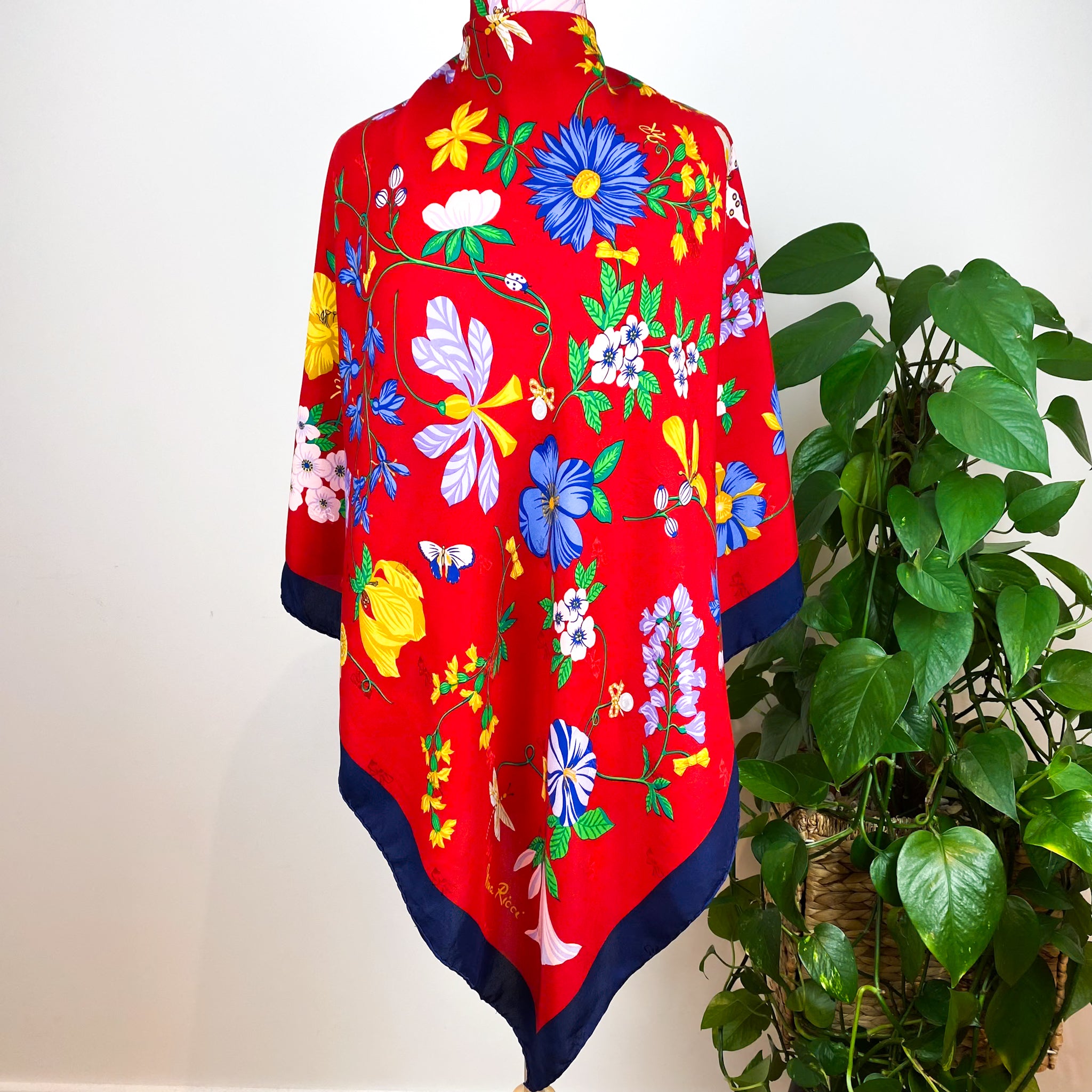 Immaculate Nina Ricci Floral Designer Silk Scarf