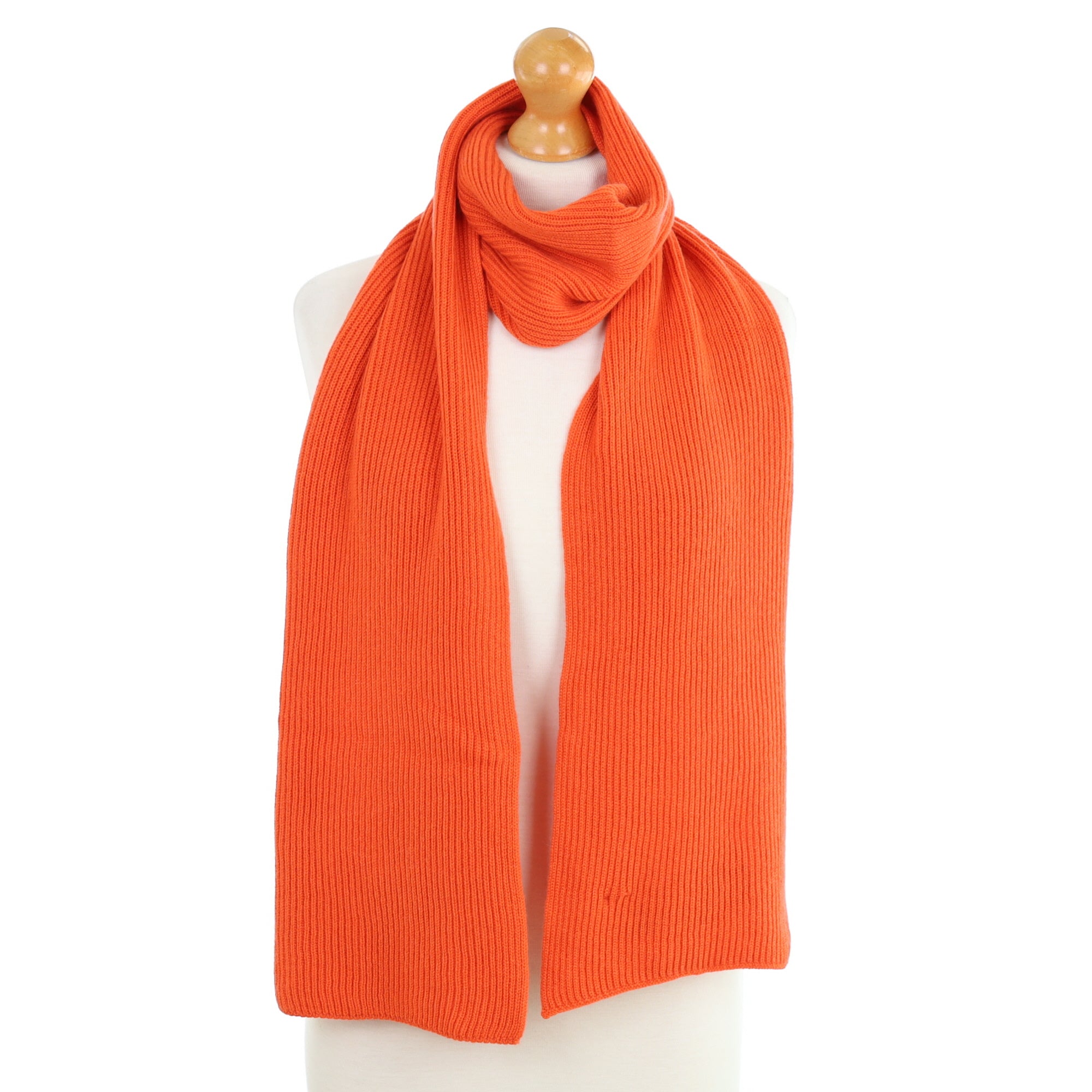 Brand New Scottish Sunset Orange Rib Cashmere Scarf