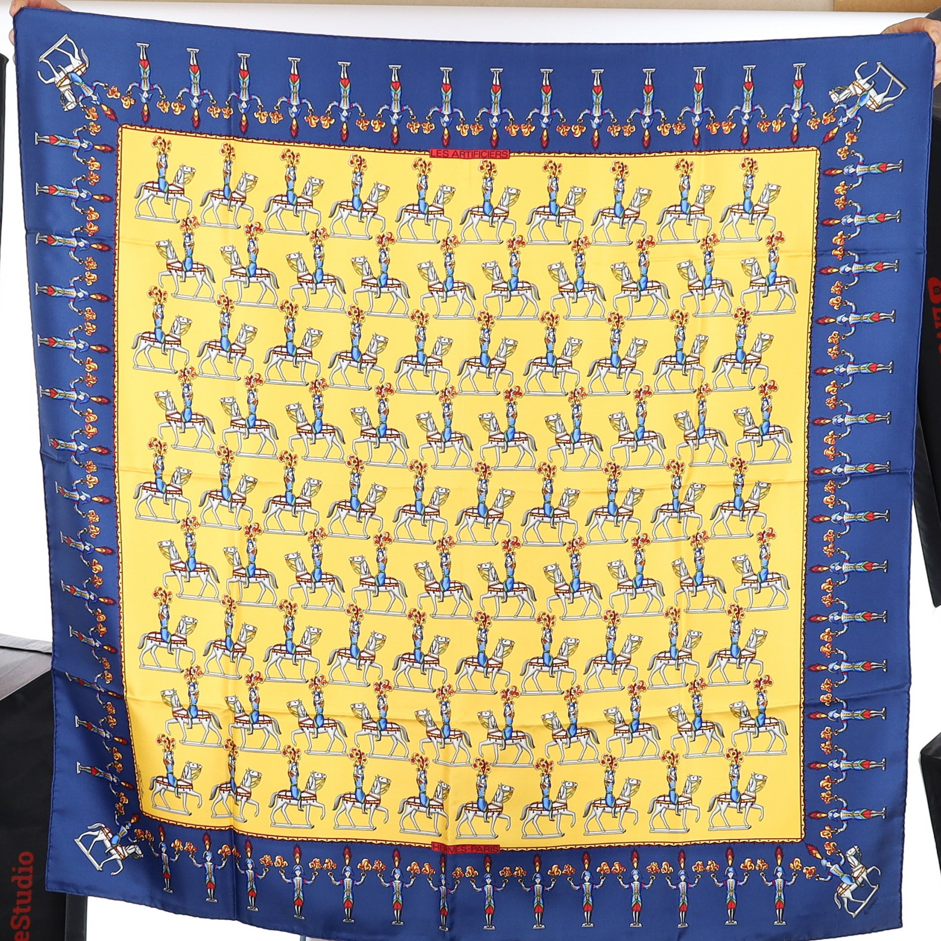 Boxed Hermès Les Artificiers Silk Scarf