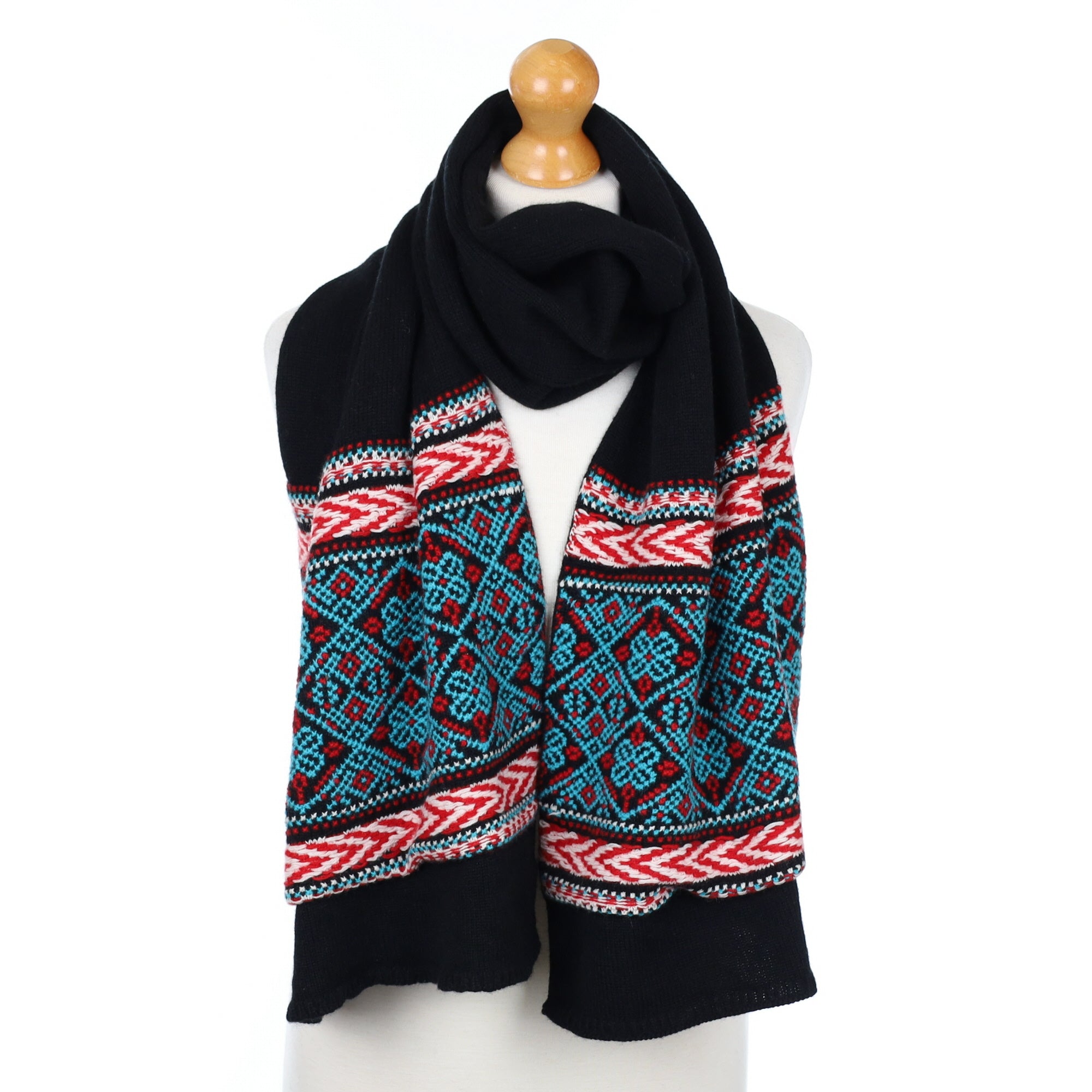 Brand New Scottish Chunky Black Patterned Cashmere Scarf