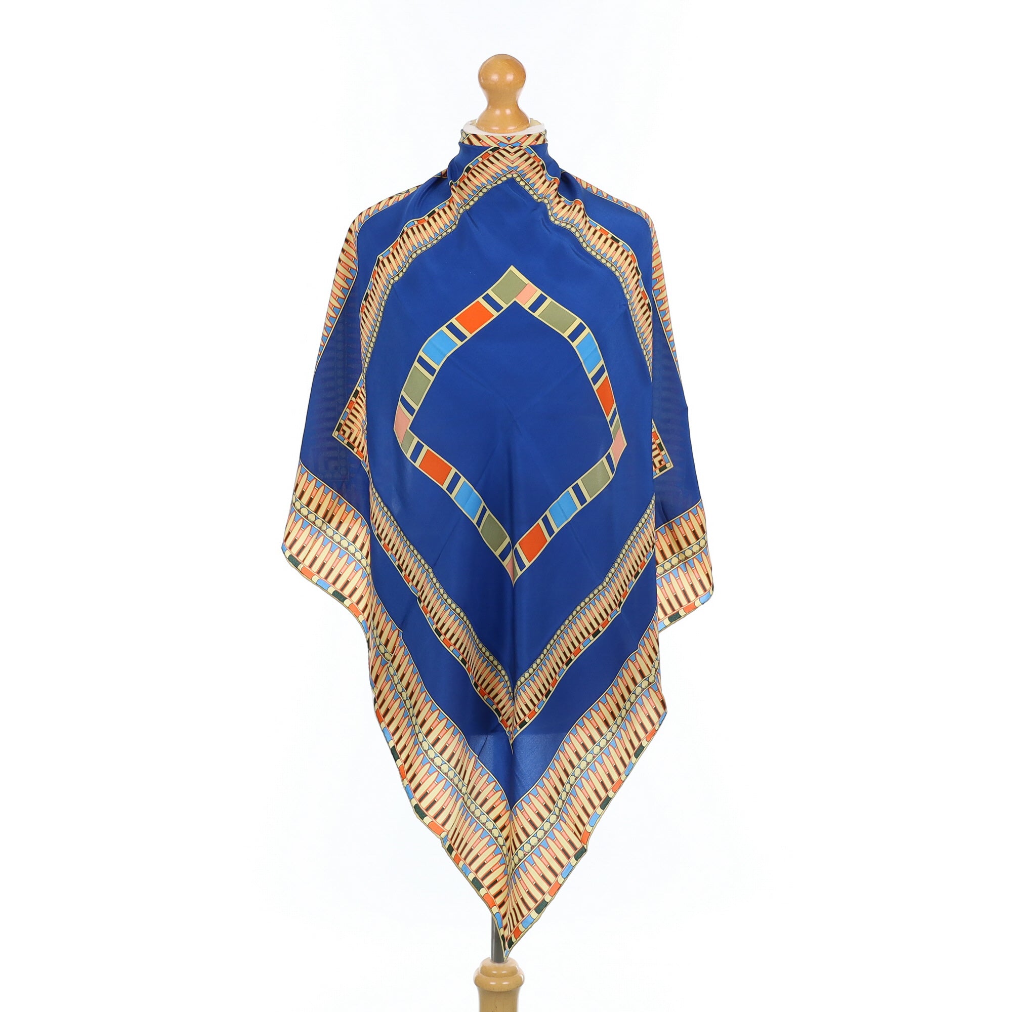 Brand New Blue and Yellow Silk Scarf