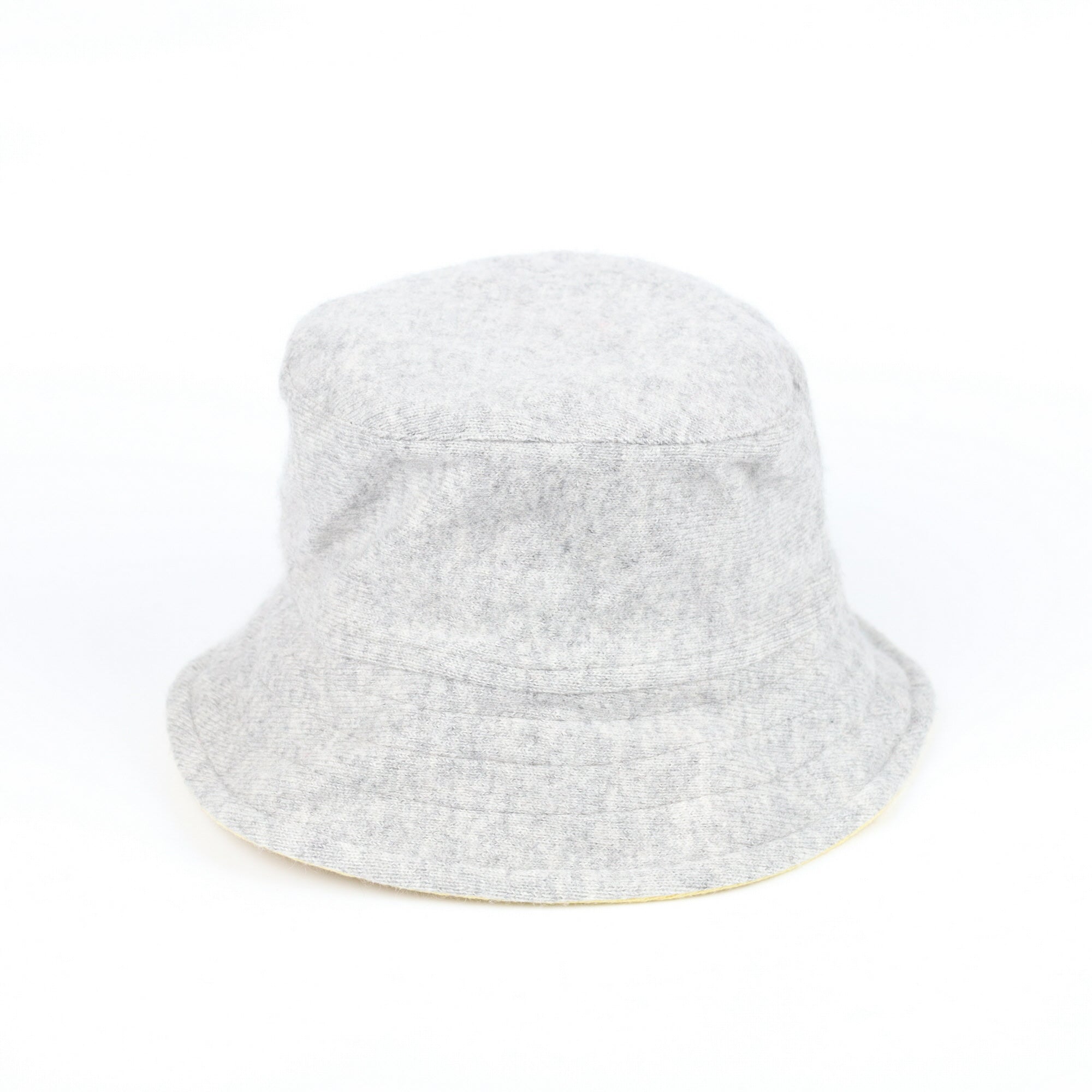 Custard Yellow and Grey Reversible Cashmere Bucket Hat Small