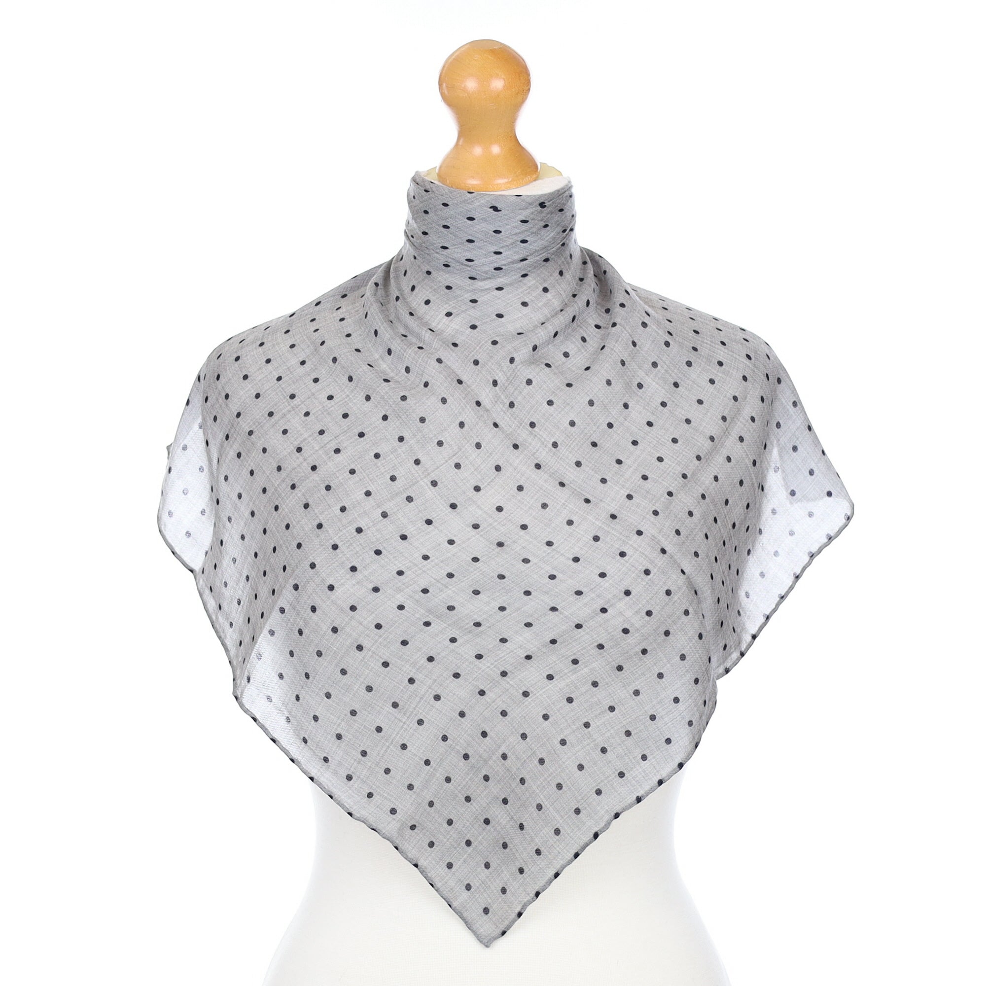 Scottish Begg & Co Grey and Navy Spot Hanover Square Cashmere Scarf