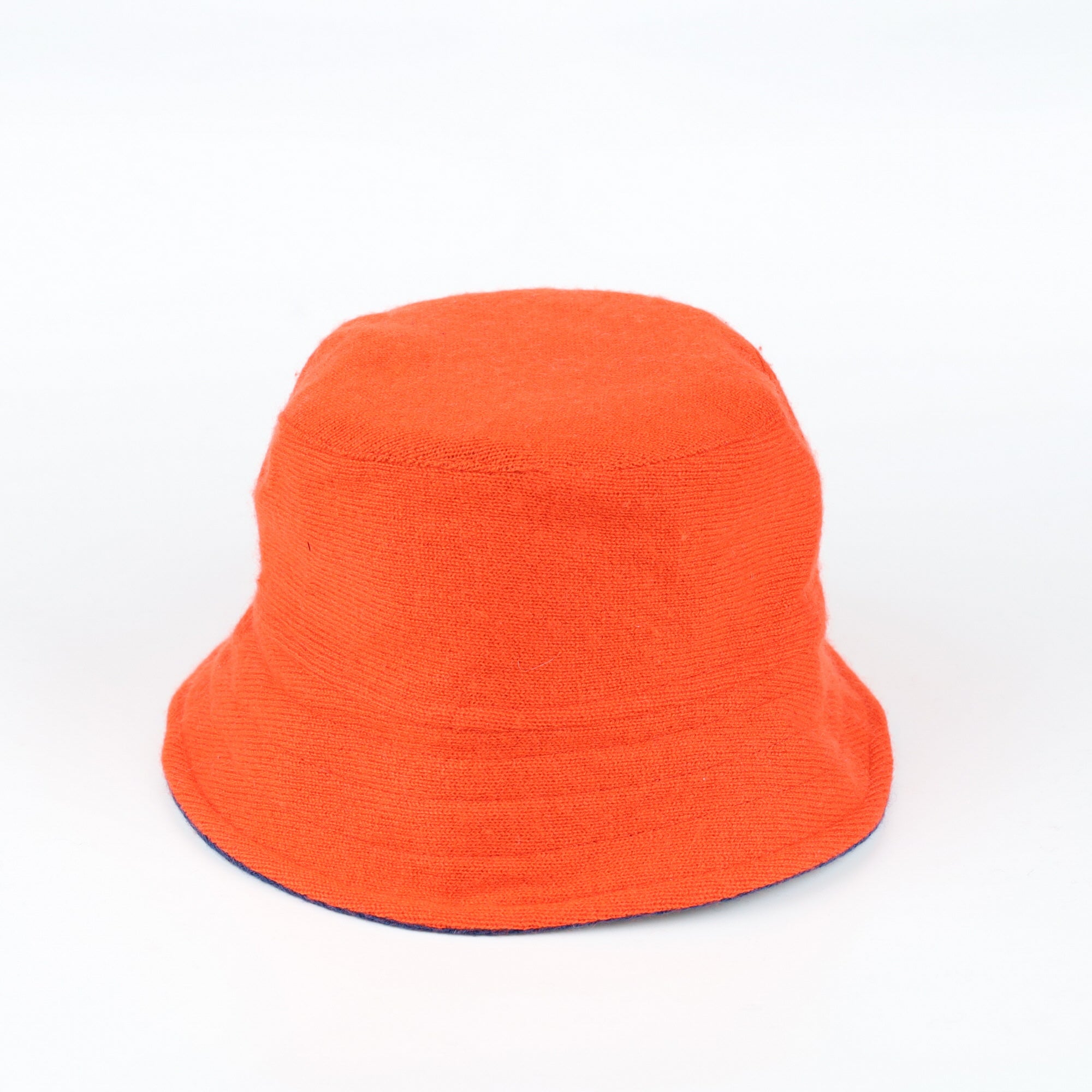 Crab Orange and Blue Reversible Cashmere Bucket Hat Small