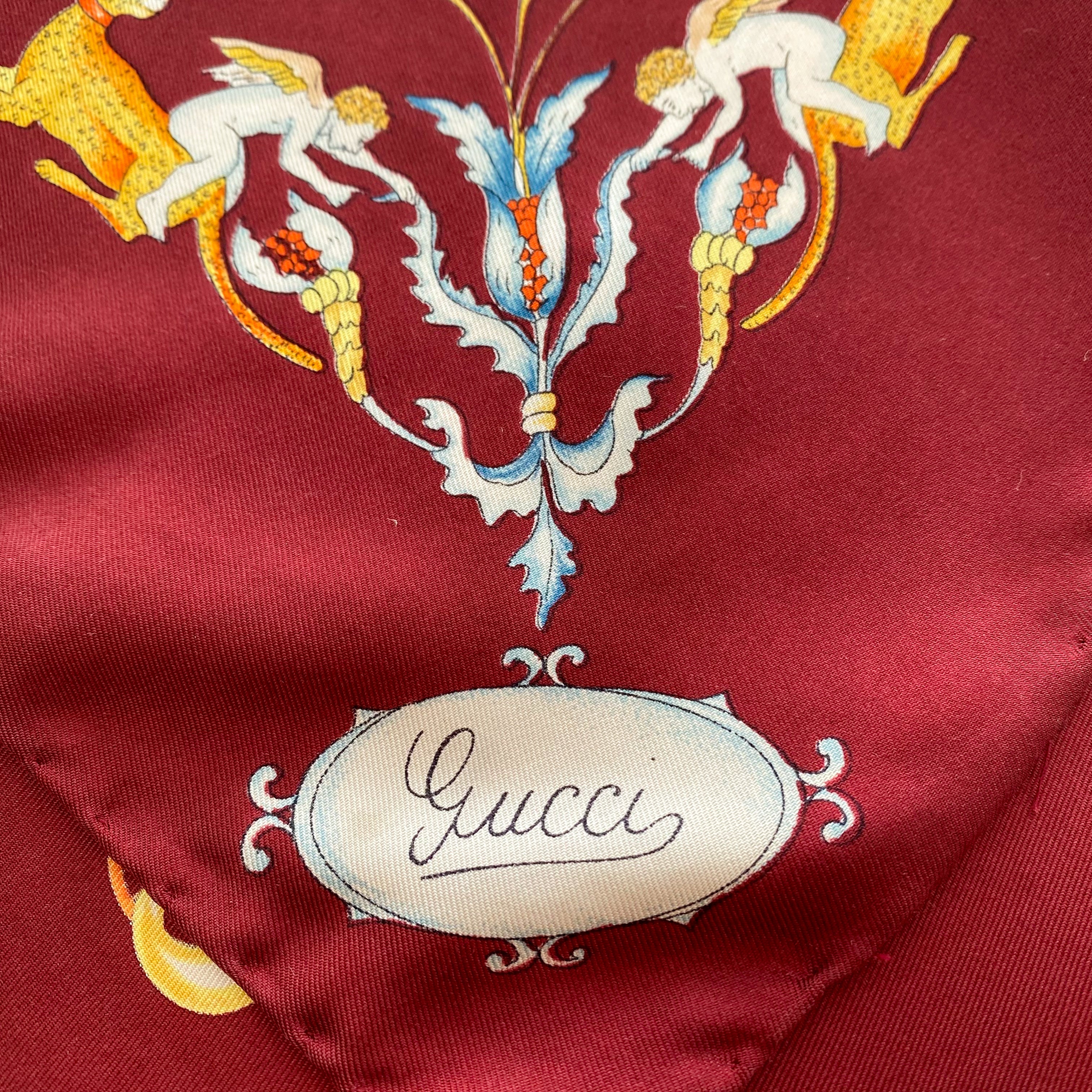 Gucci Designer Vase Vintage Silk Scarf