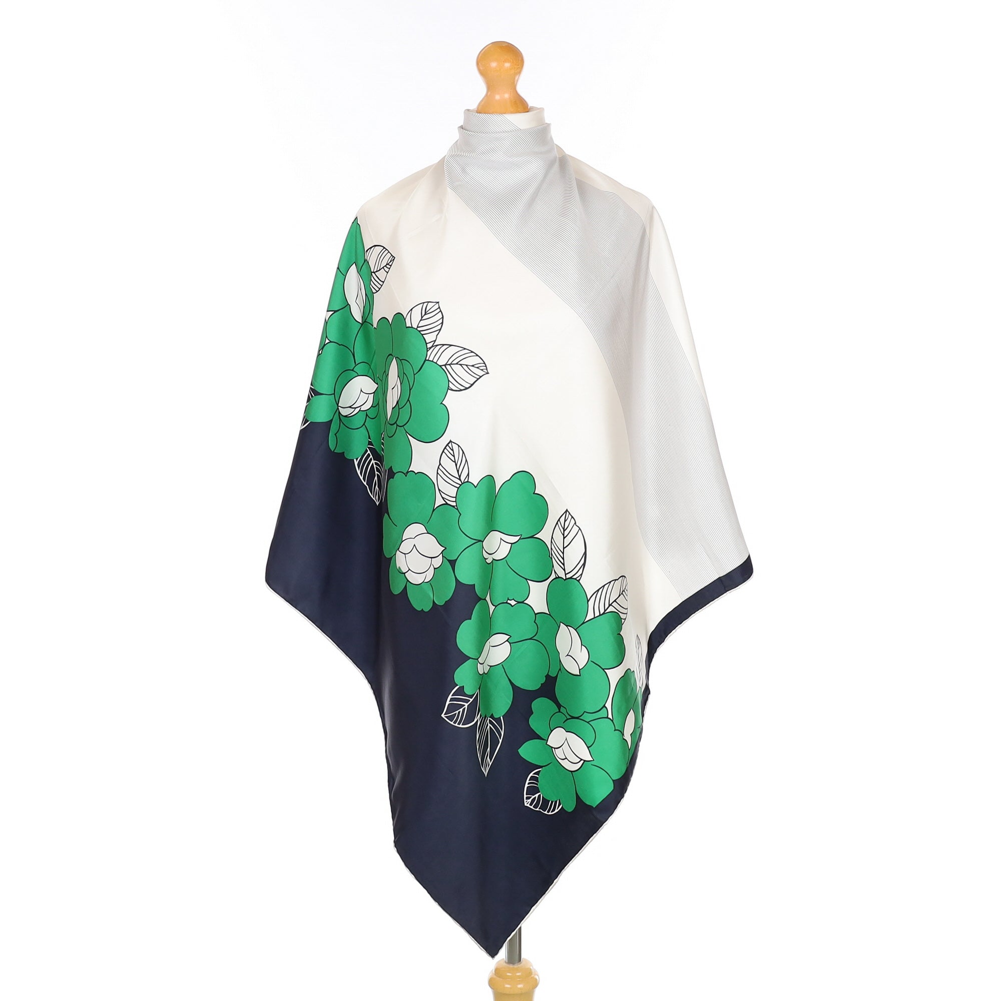 Brand New Green Floral Silk Scarf