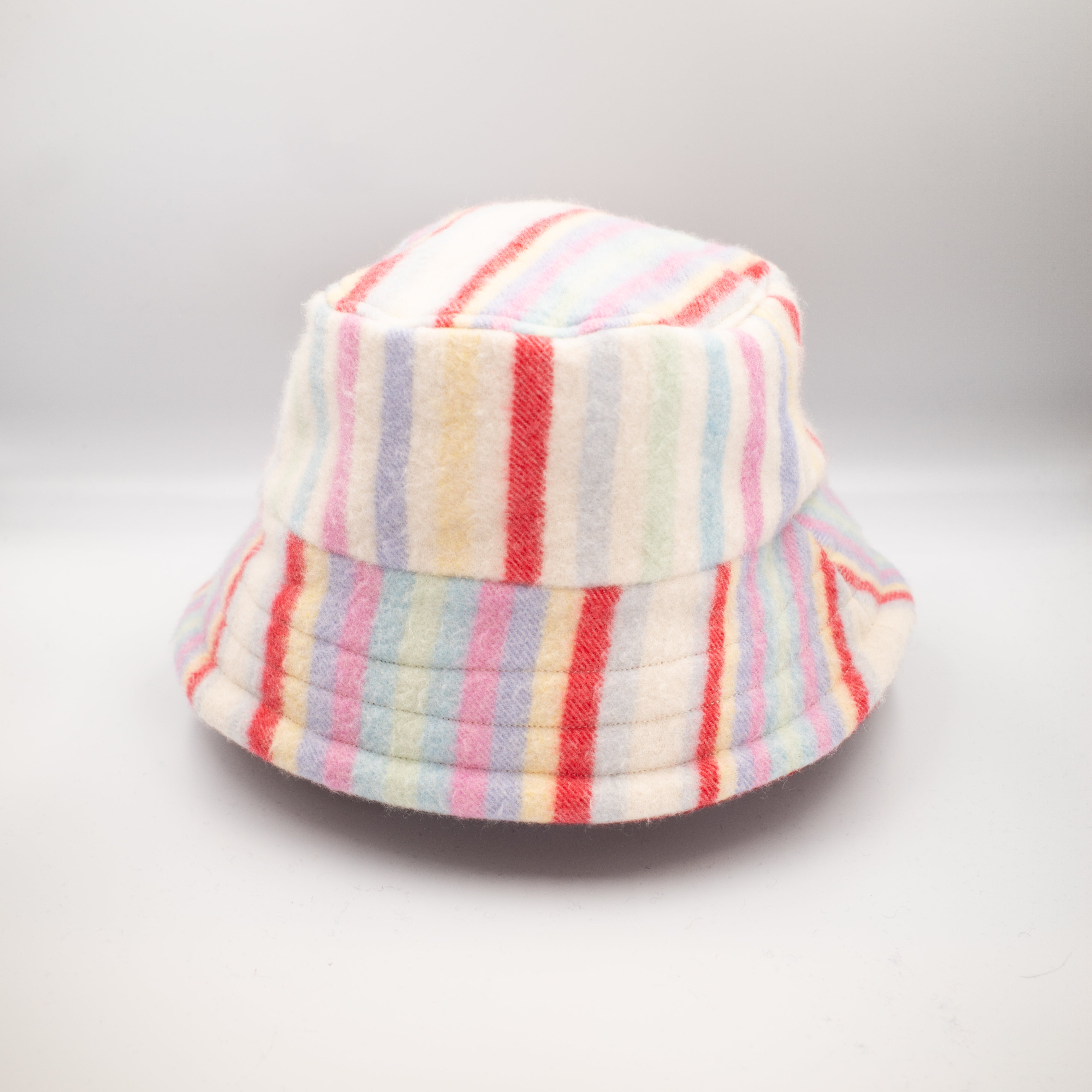 Multicoloured Red Reversible Cashmere Bucket Hat Small