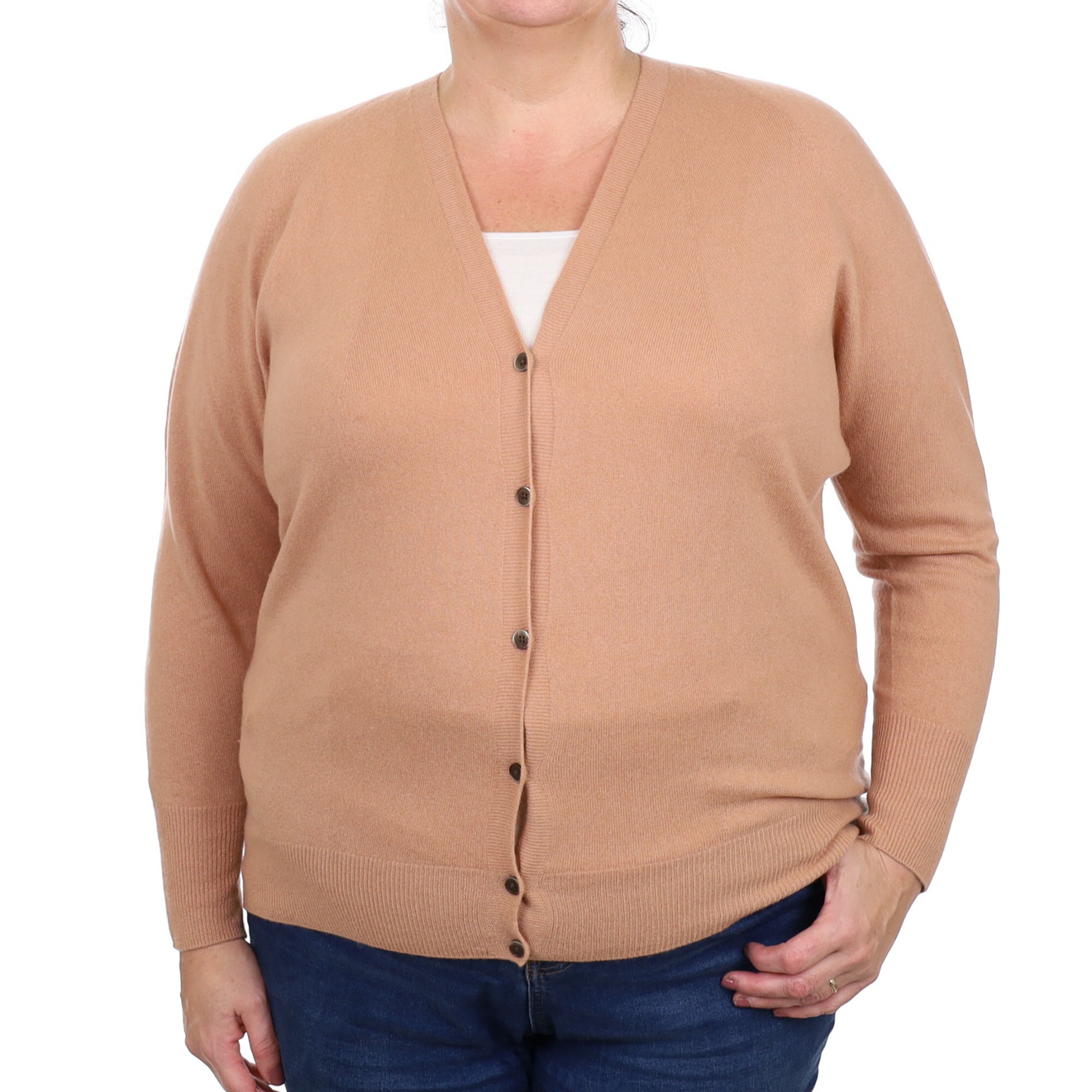 Pale Terracotta Cashmere V Neck Cardigan Extra Large