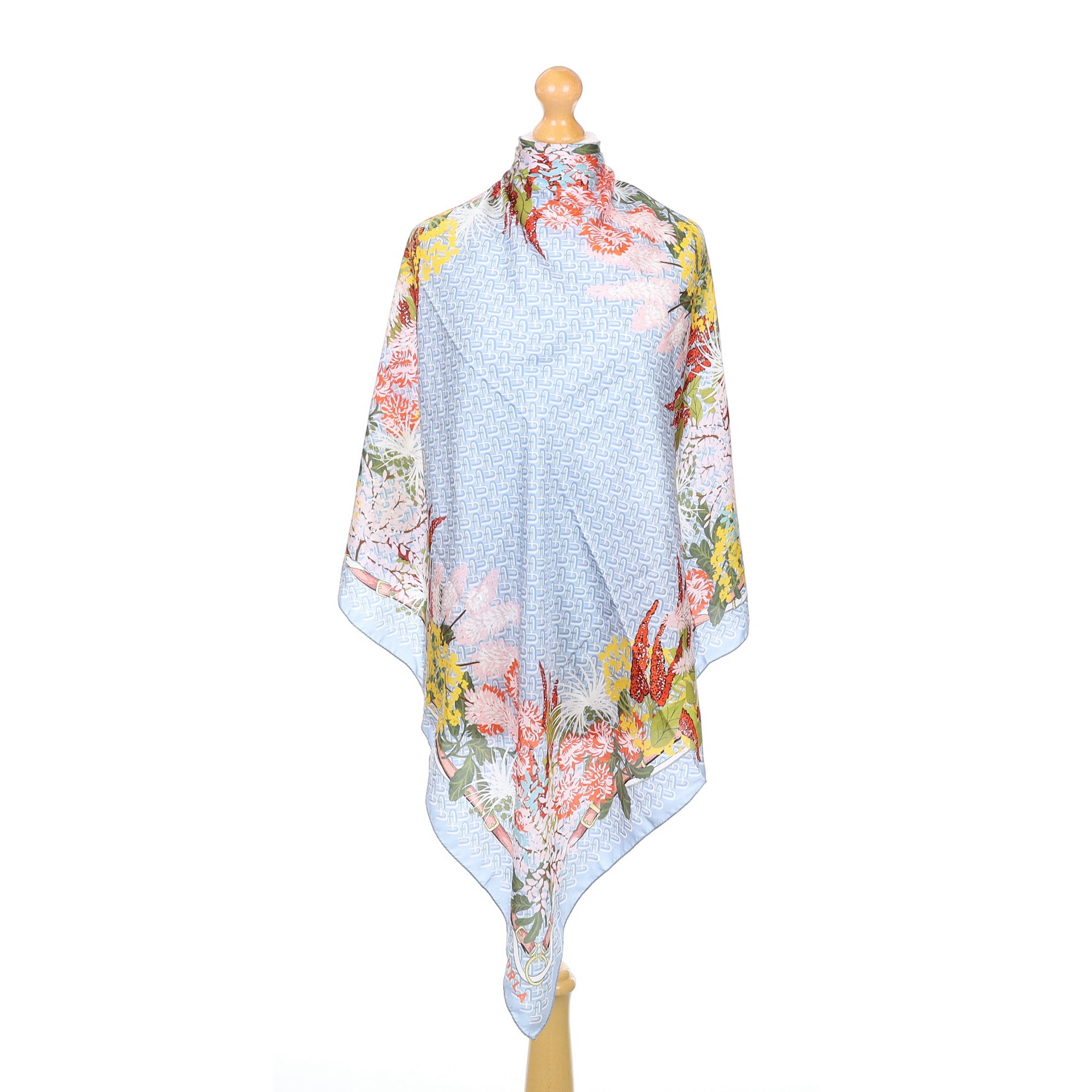 Furla Blue Floral Silk Scarf