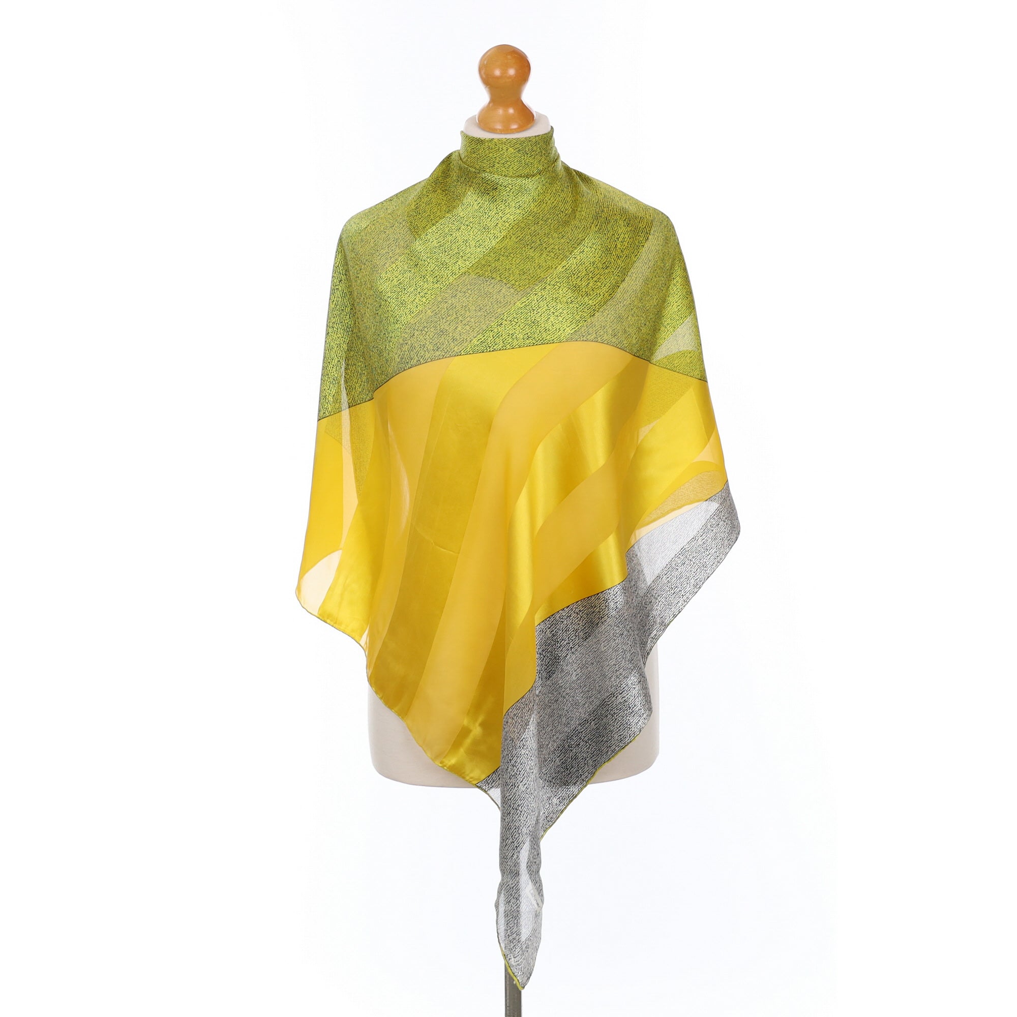Lehner Green, Yellow and Black Silk Scarf