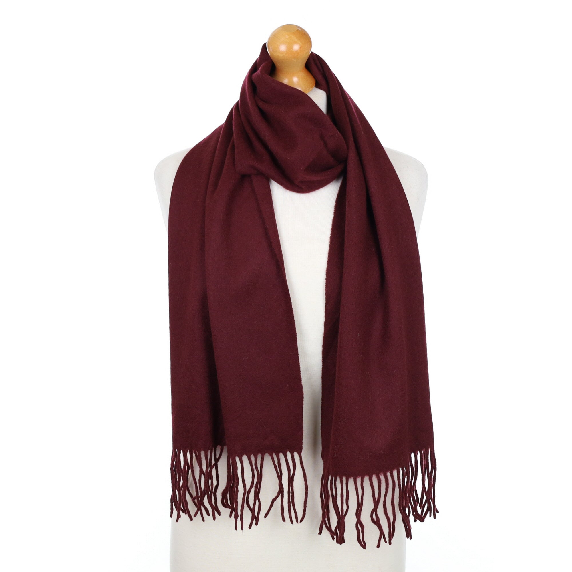 Mulberry Purple Fringed Cashmere Woven Scarf