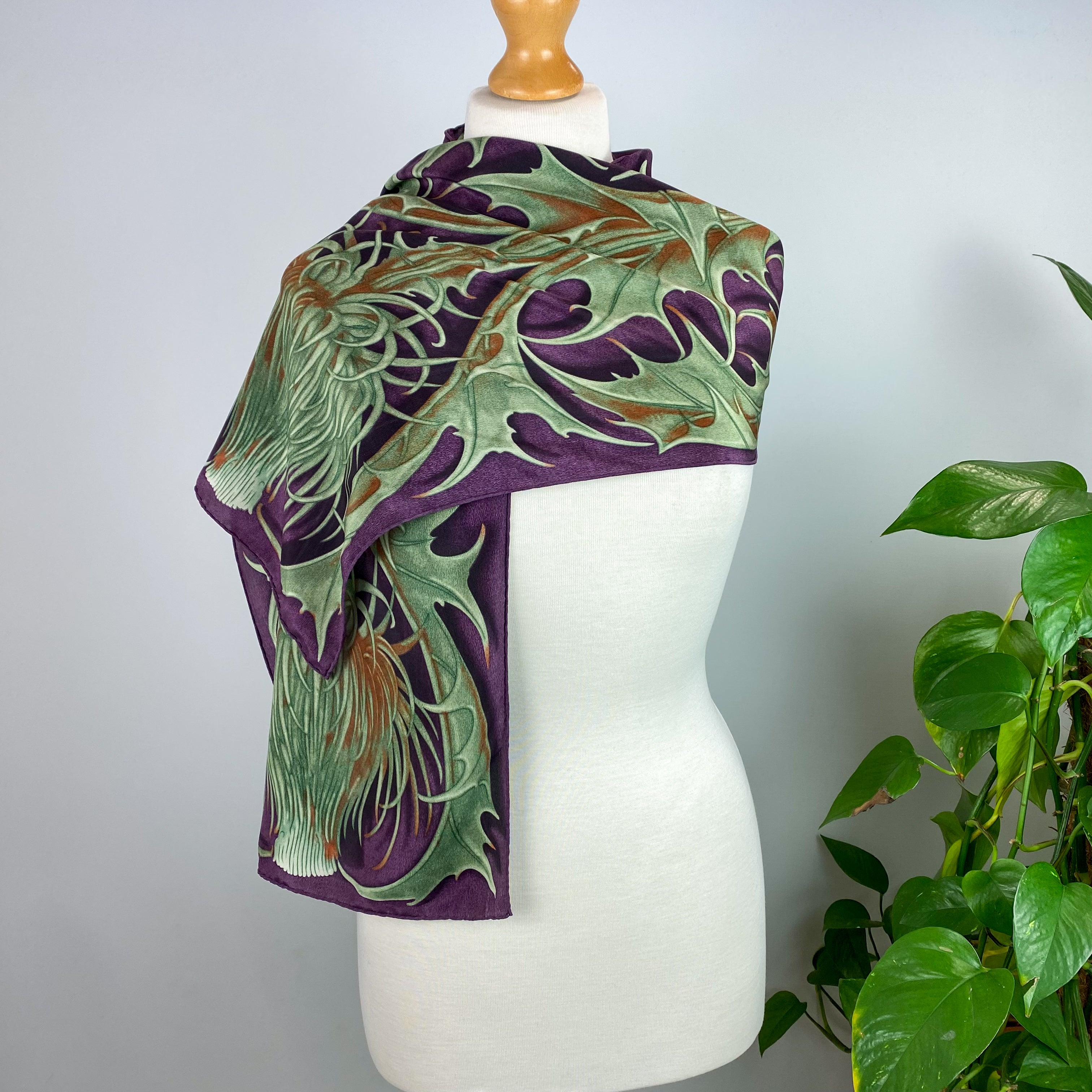 Thistle Pattern Long Silk Scarf