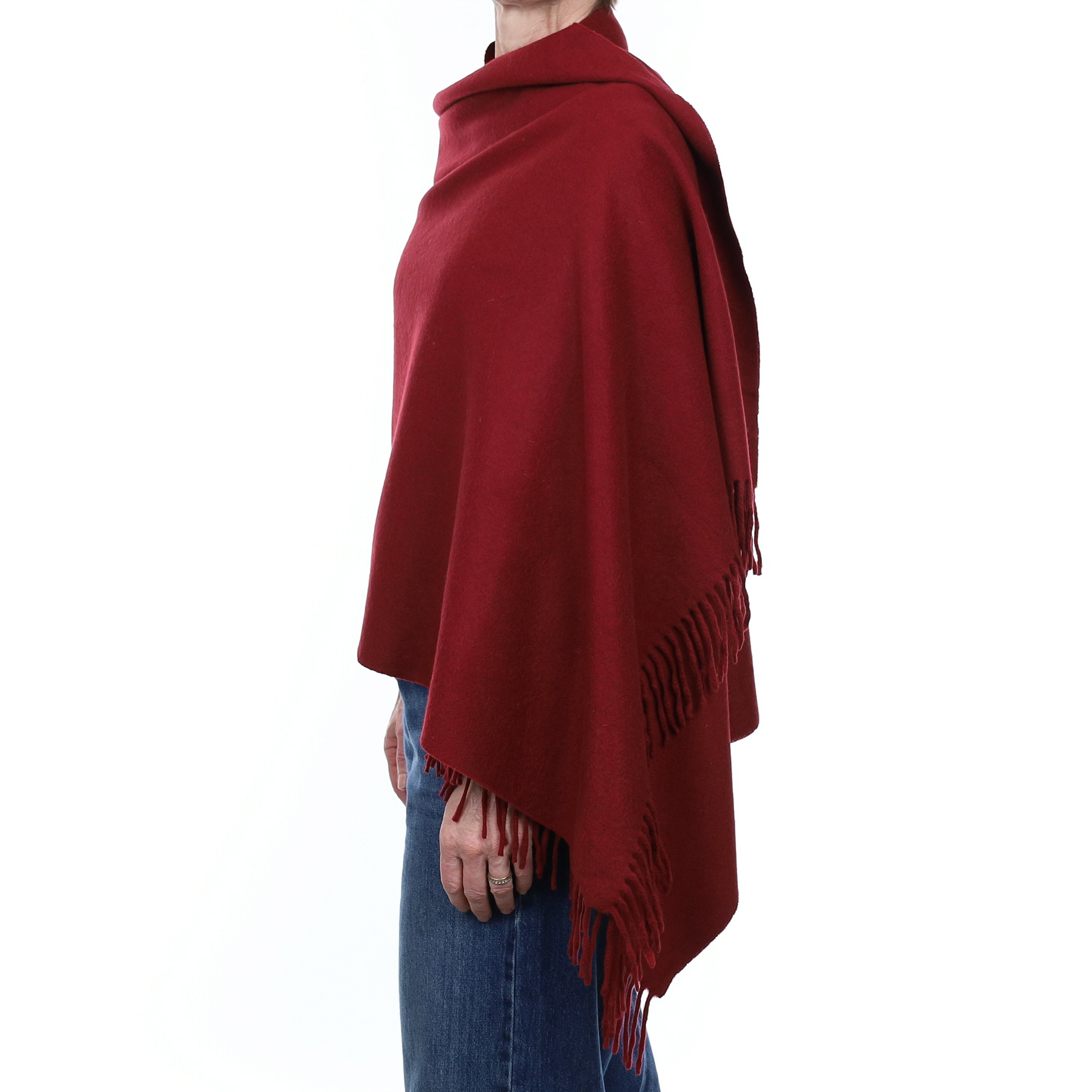Italian Garnet Red Cashmere Woven Wrap