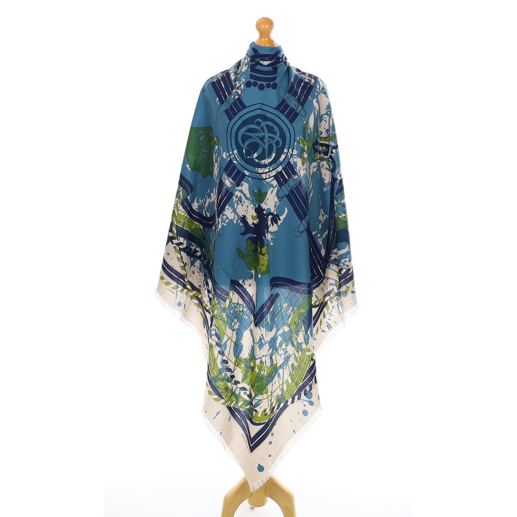 Brand New Boxed Hermès Imprimeur Fou Silk & Cashmere Shawl