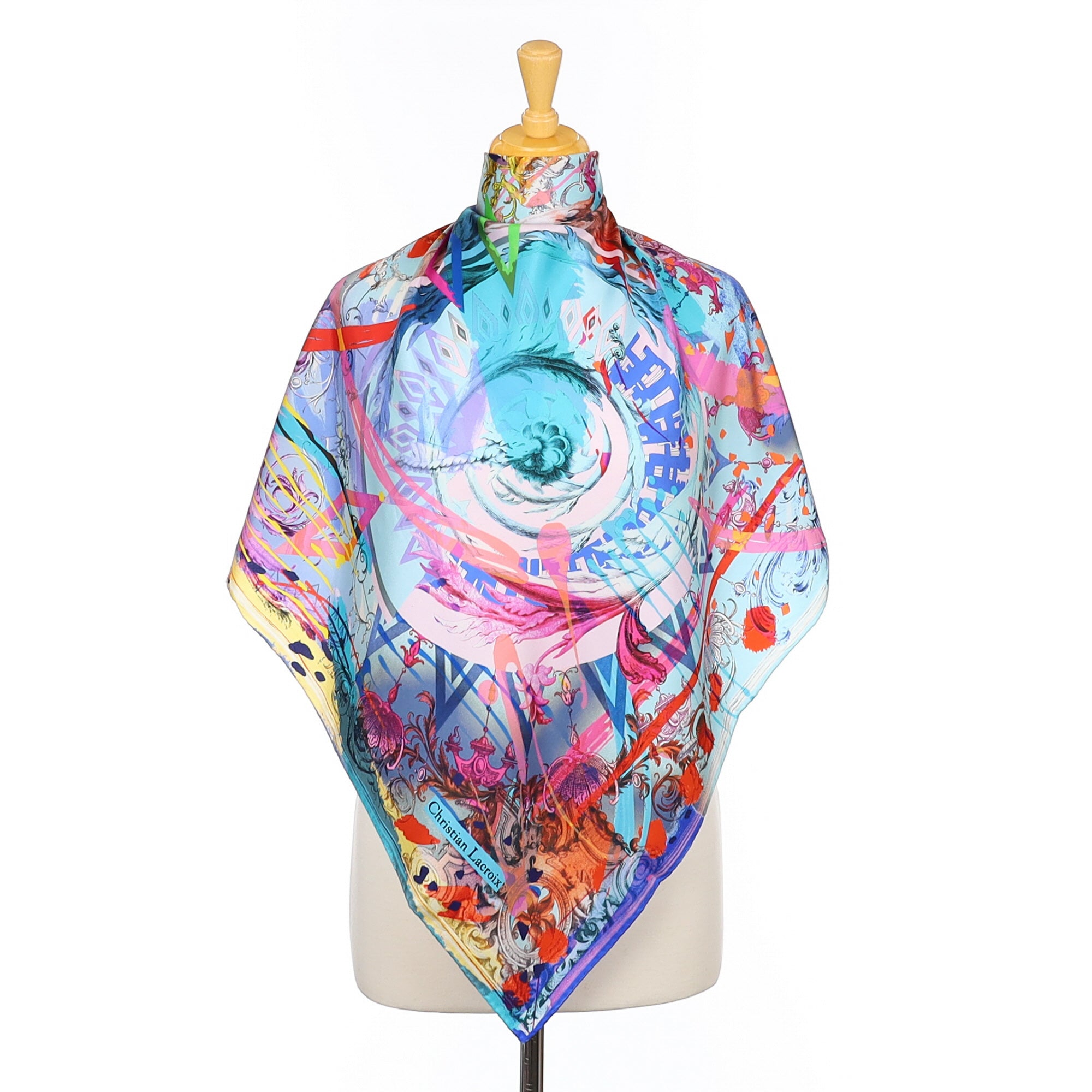 Immaculate Christian Lacroix Multicoloured Abstract Silk Scarf