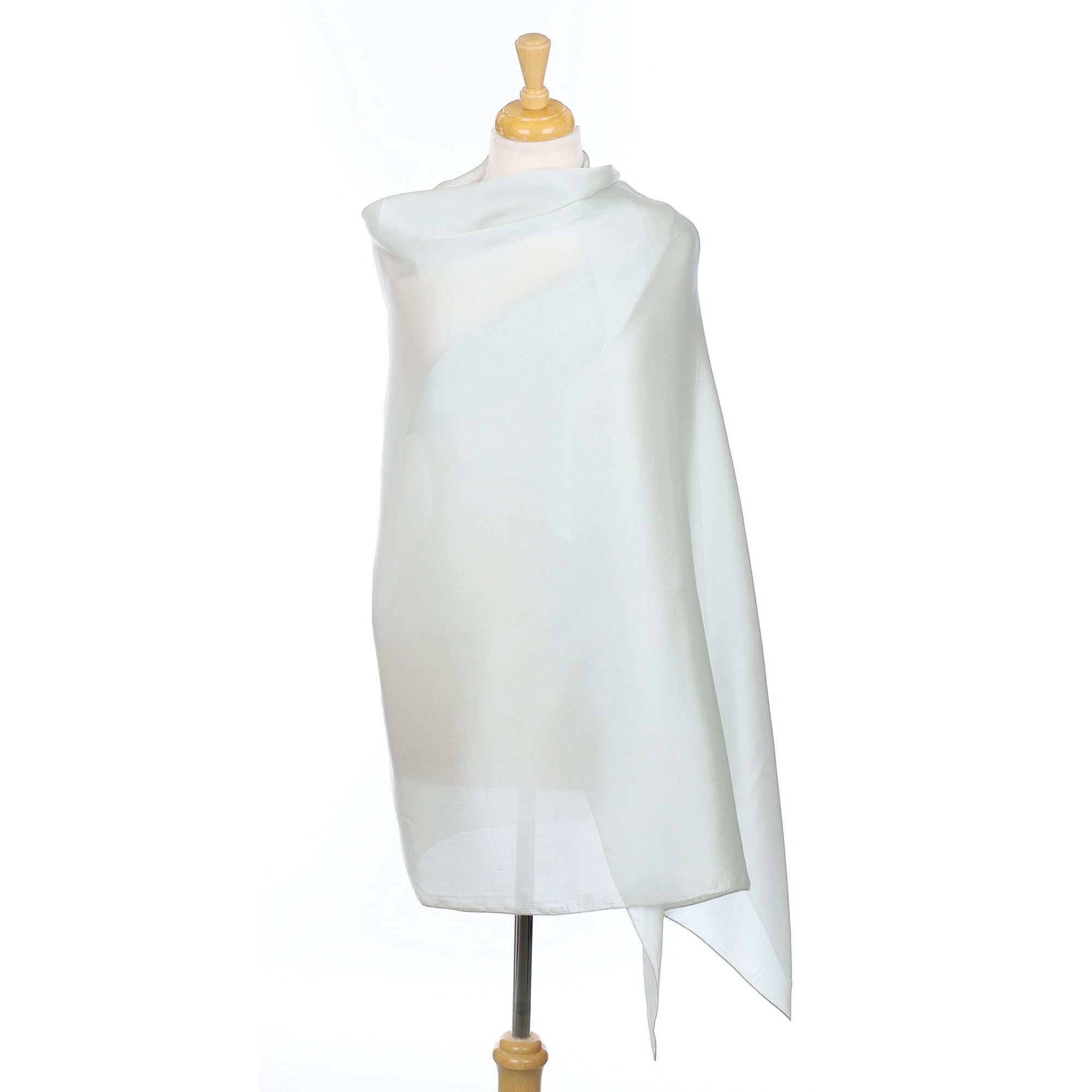 Unworn Plain Pale Grey Silk Scarf