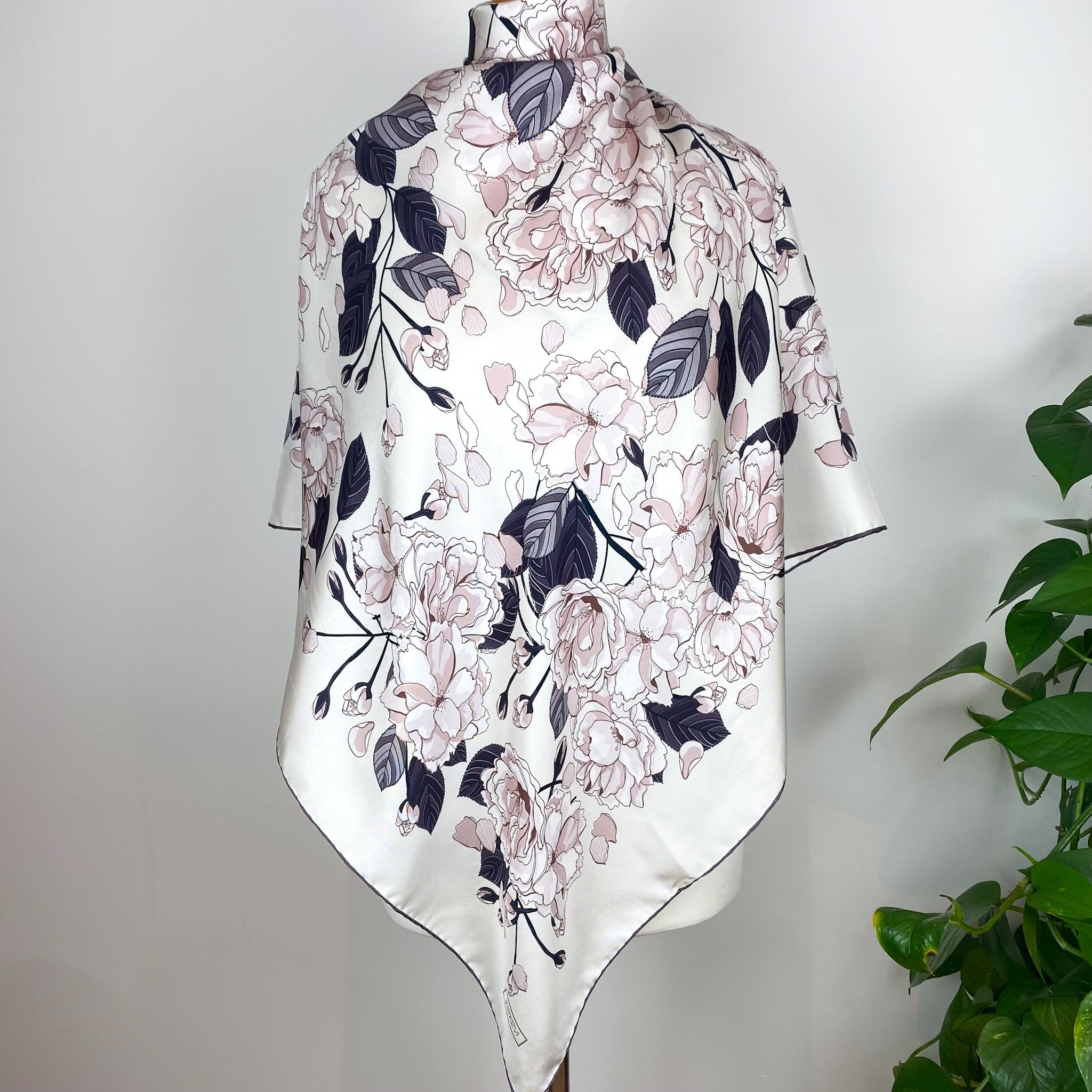 Large Floral Silk Twill Scarf