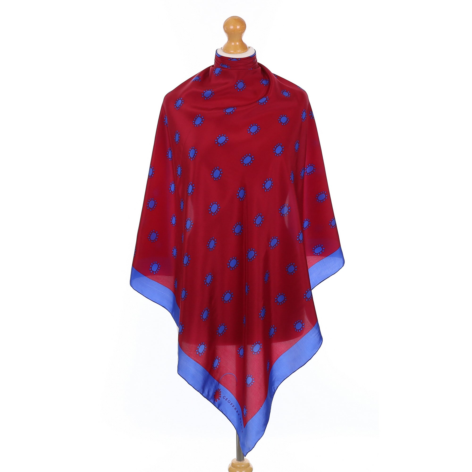 Cobalt and Burgundy Silk Scarf
