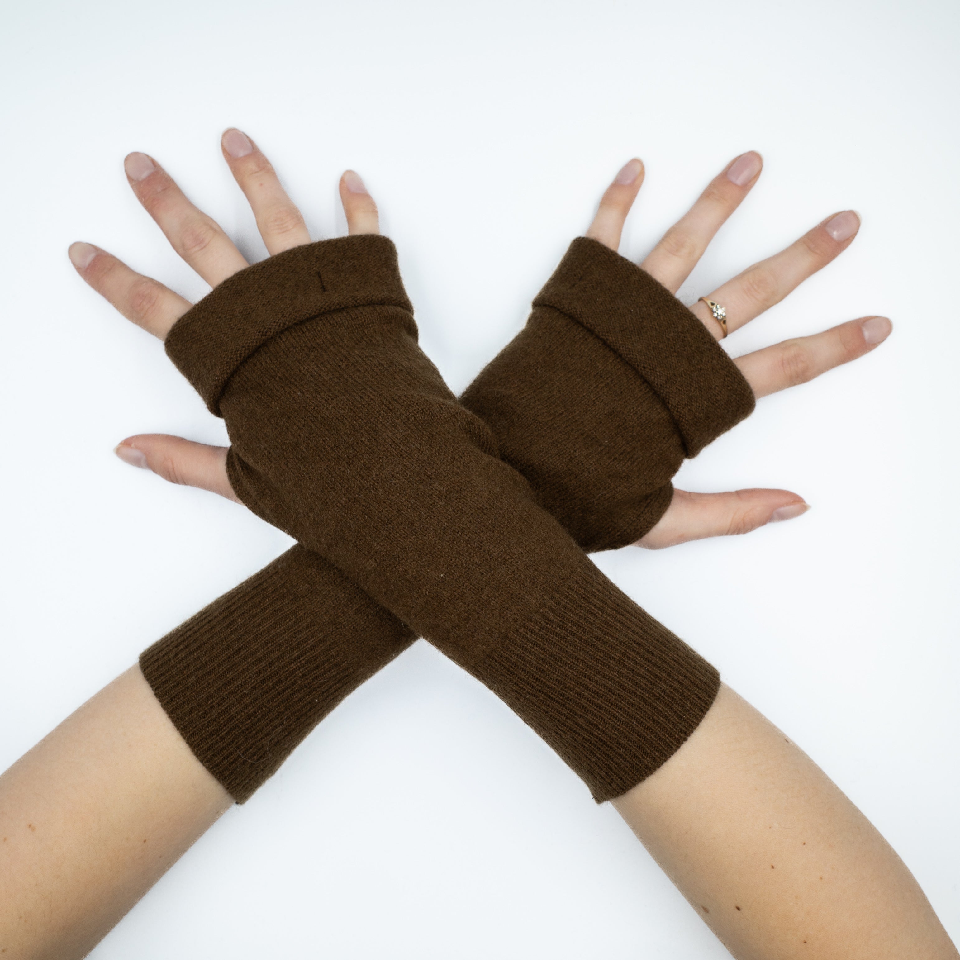 Milk Chocolate Brown Fingerless Gloves