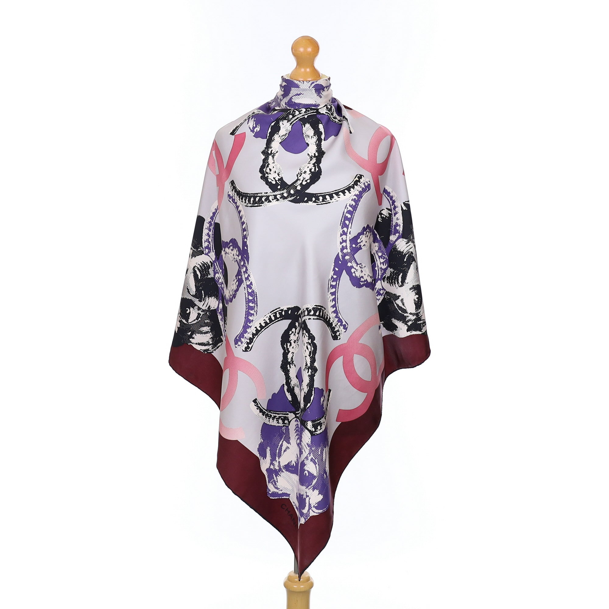 Designer Chanel Lion and Links Silk Scarf