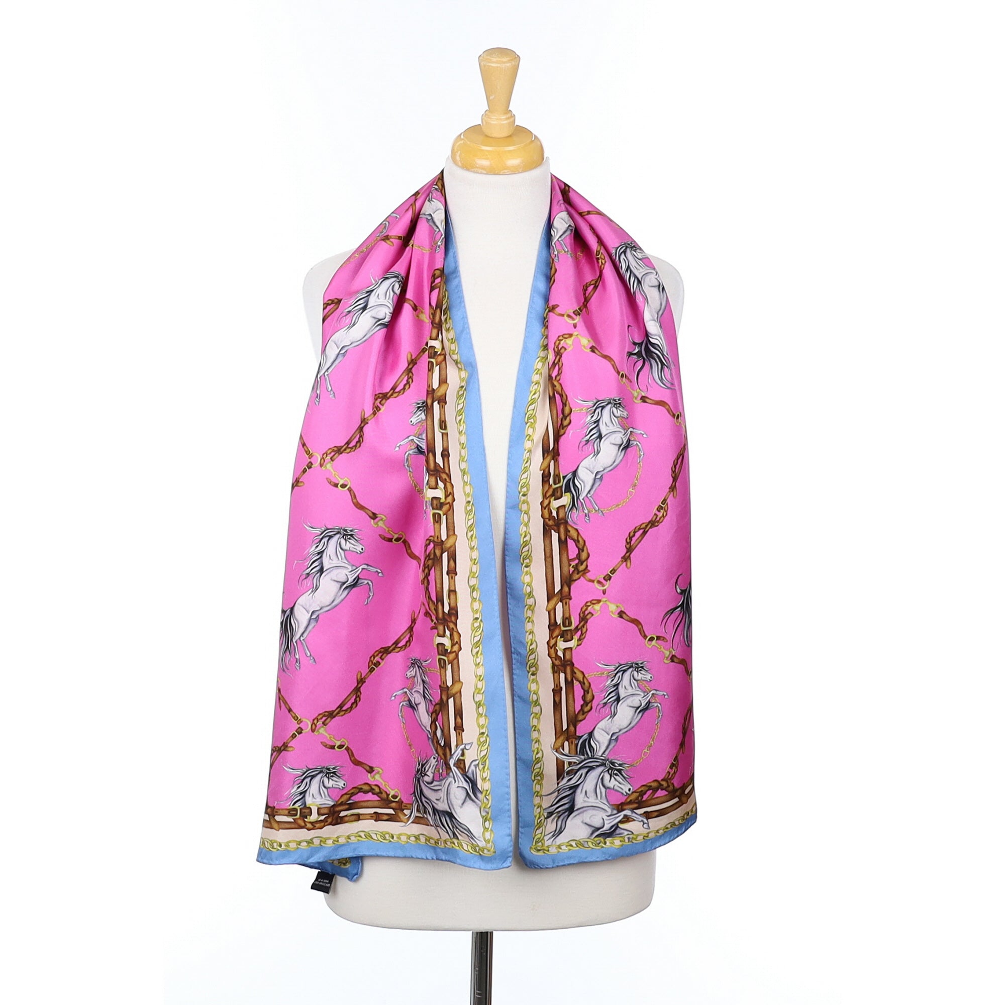 Clare Haggas Pink Equestrian Silk Scarf