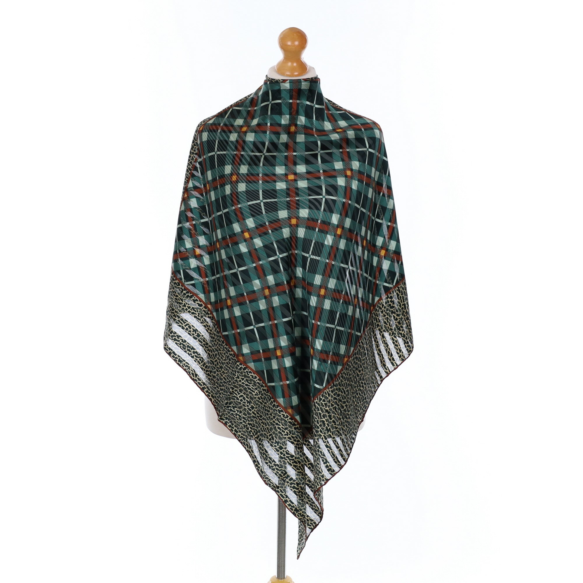 Ostinelli Check Green Vintage Silk Scarf