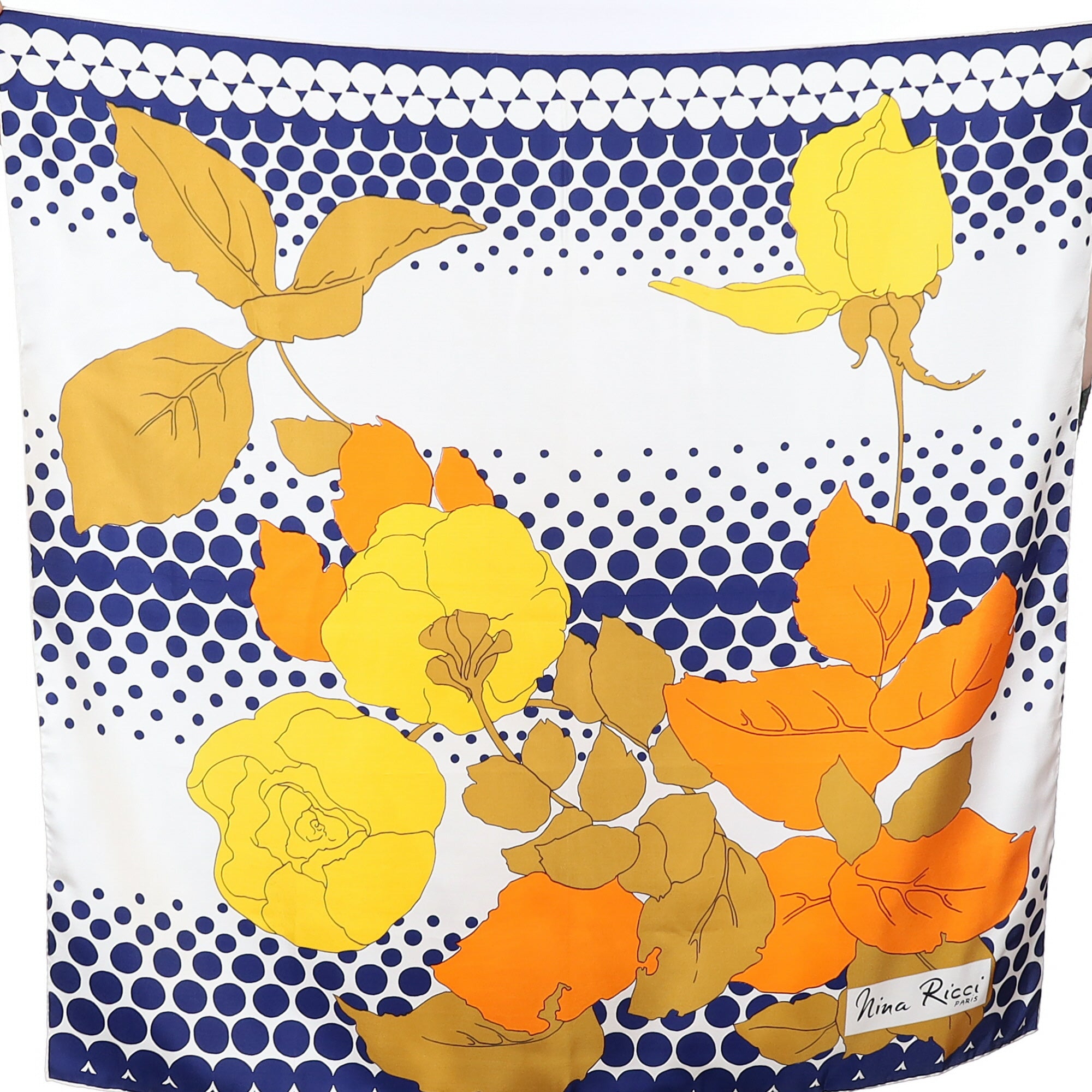 1970’s Nina Ricci Spotted Floral Vintage Silk Scarf