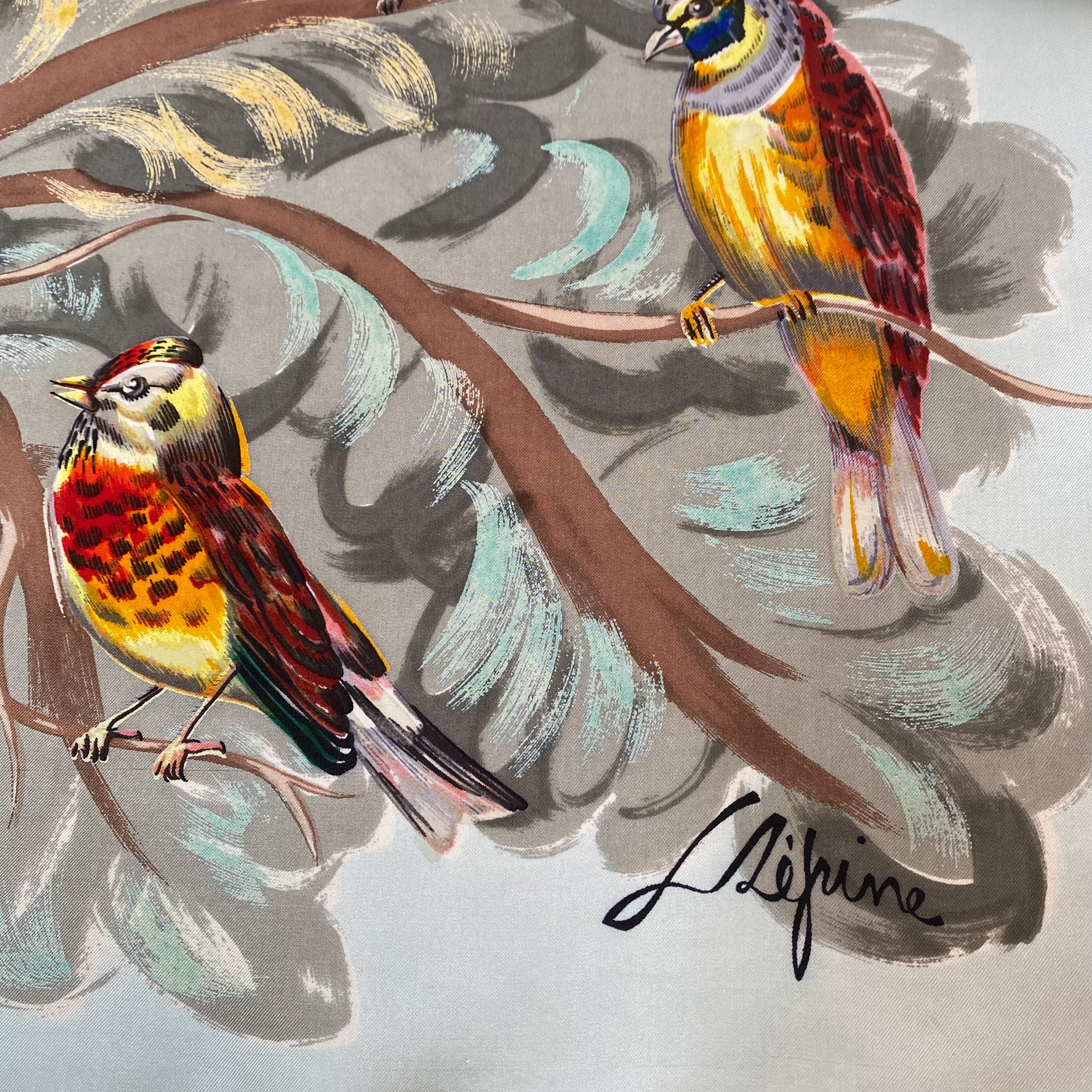 Vintage Tropical Bird Silk Scarf
