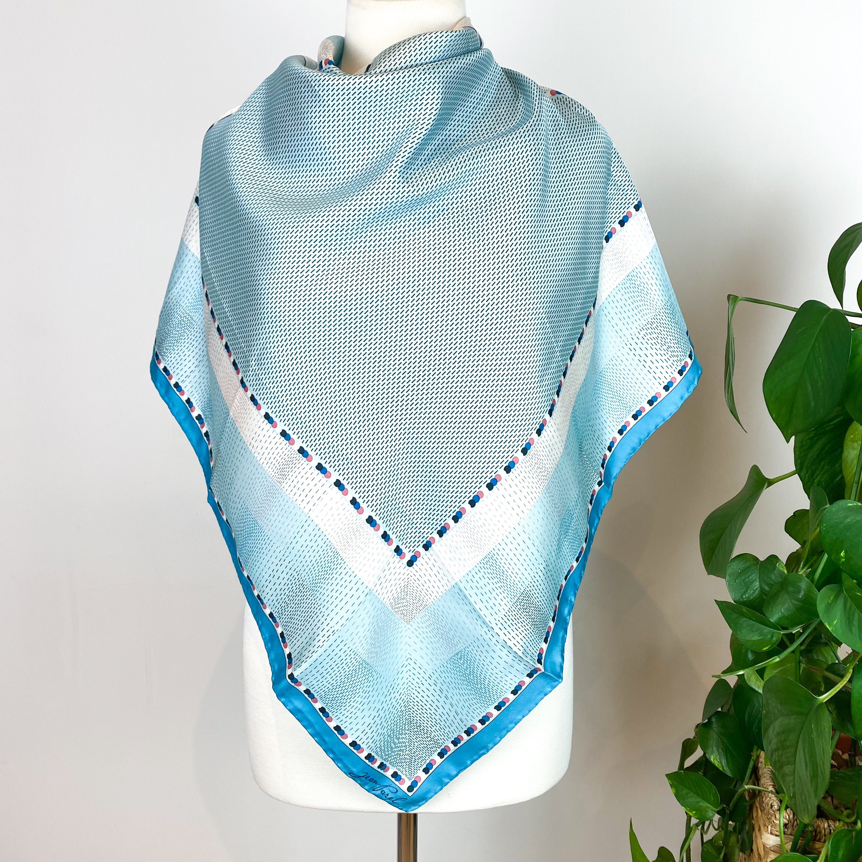 Turquoise Abstract Pattern Silk Scarf