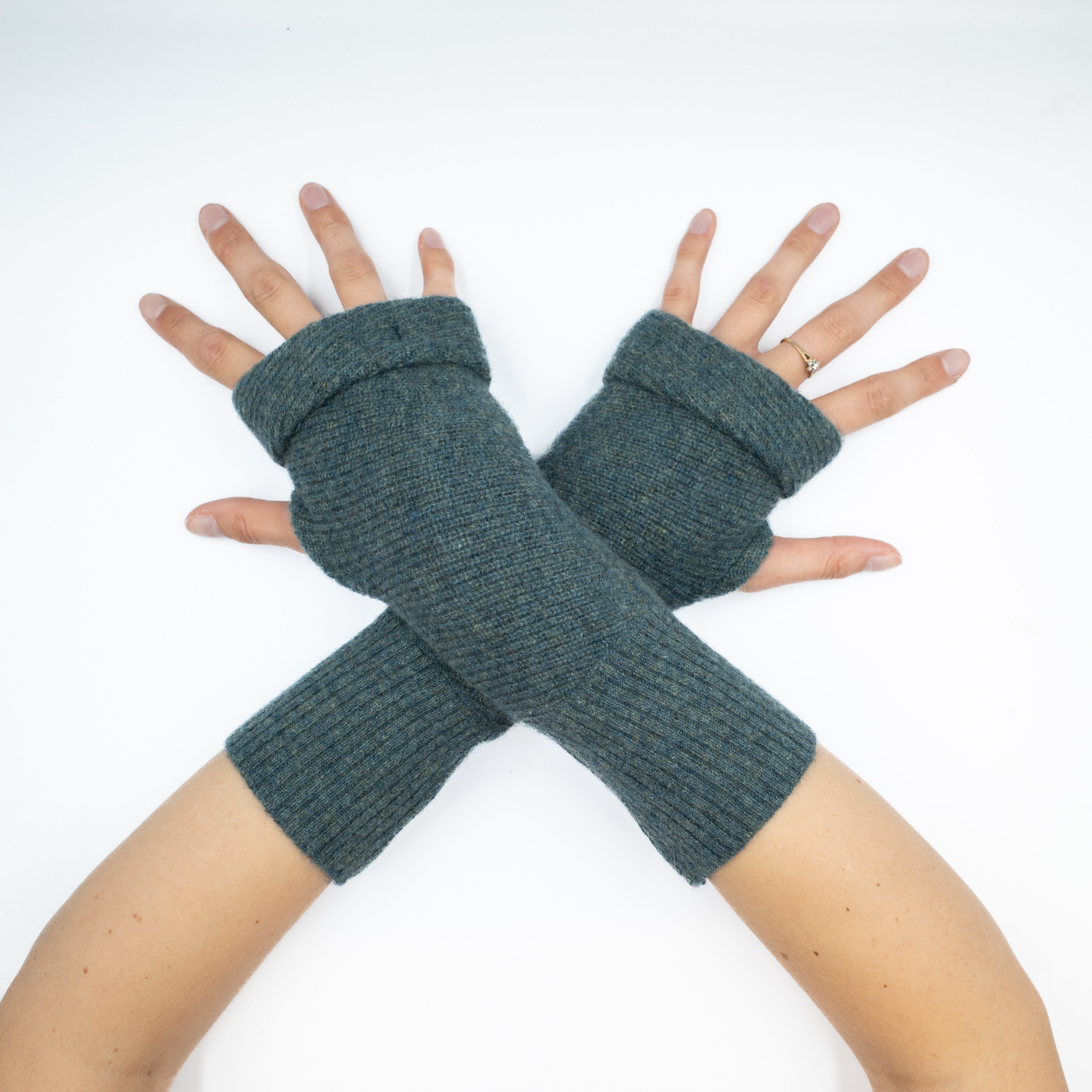 Ocean Green Chunky Fingerless Gloves