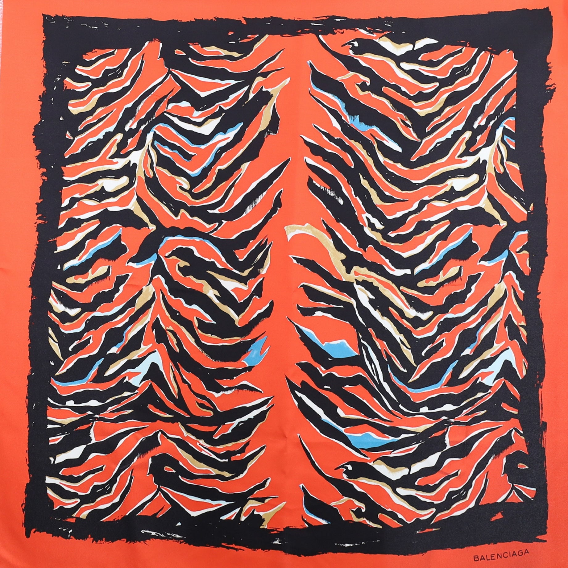 Brand New Balenciaga Red and Black Silk Scarf