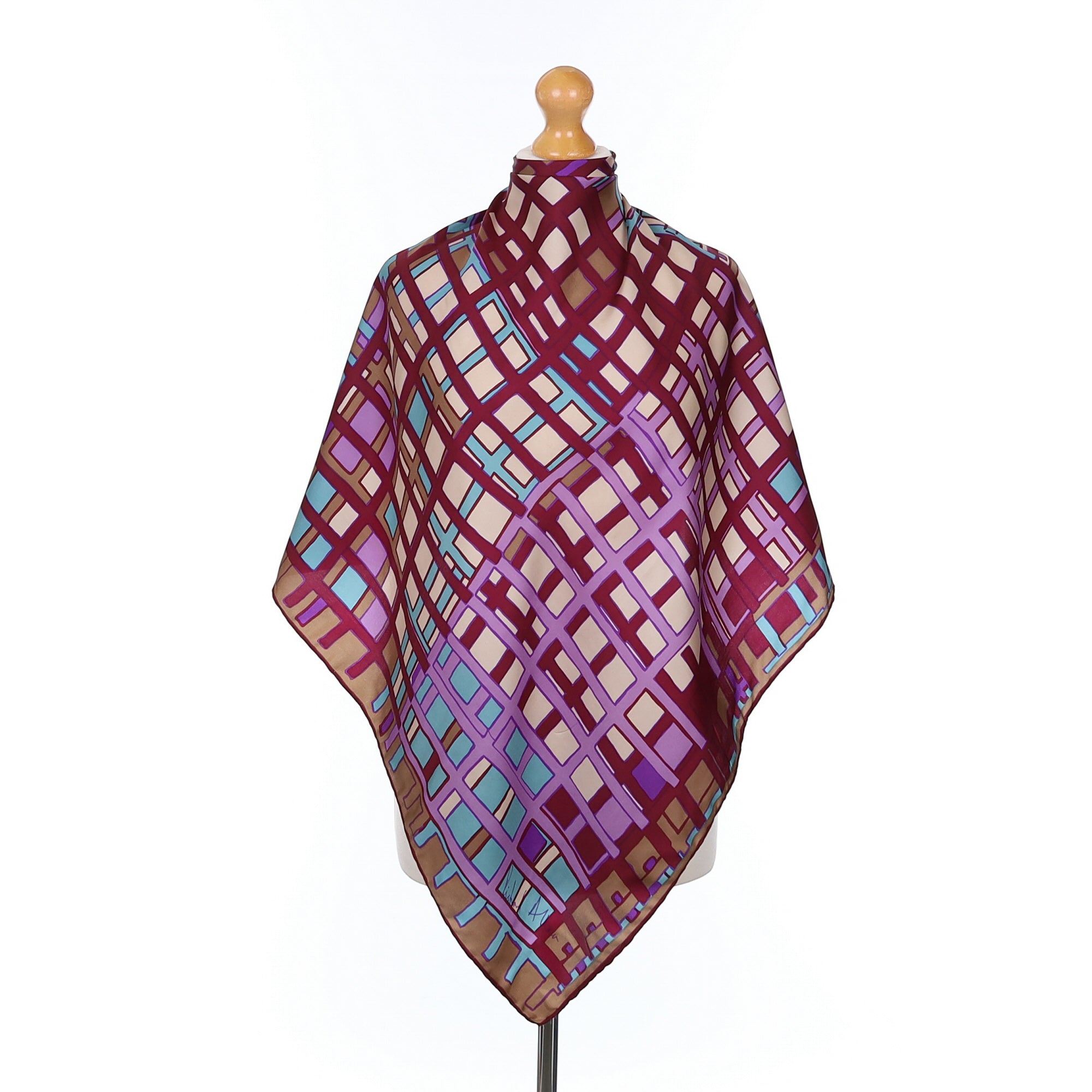 1970’s Richard Allan Purple Patterned Vintage Silk Scarf