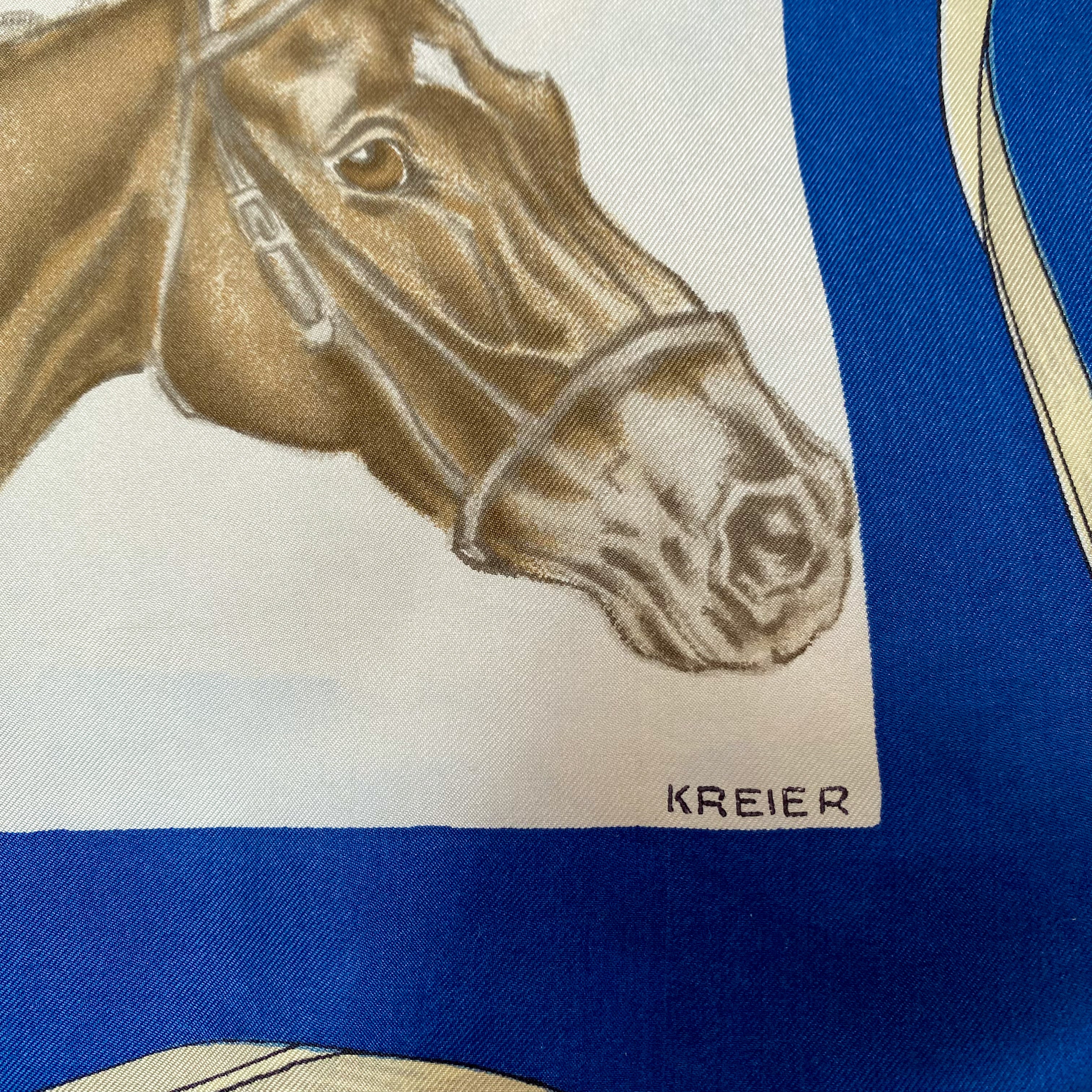 1960s Kreier Equestrian Vintage Silk Scarf