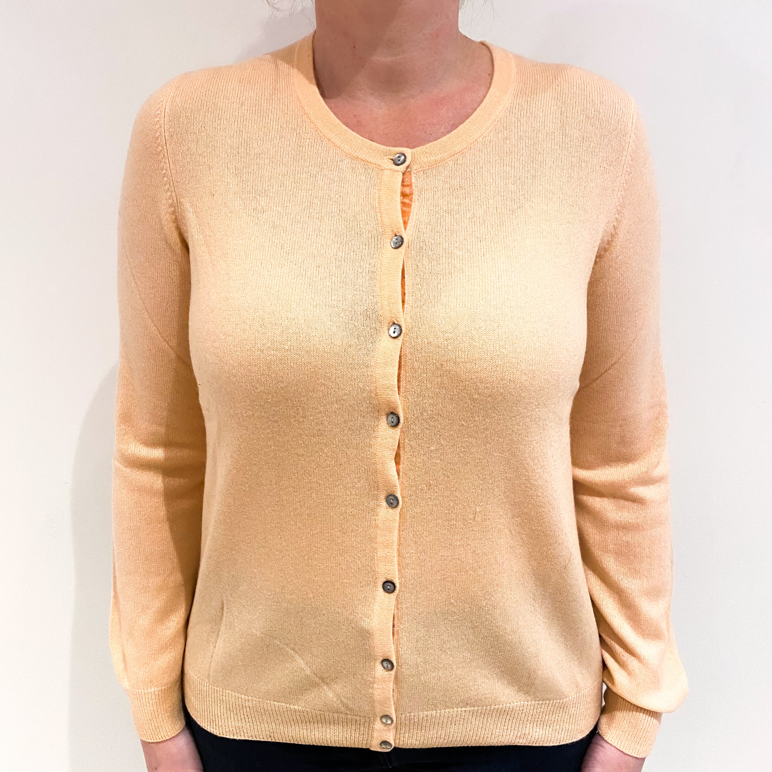 Peach Cashmere Crew Neck Cardigan