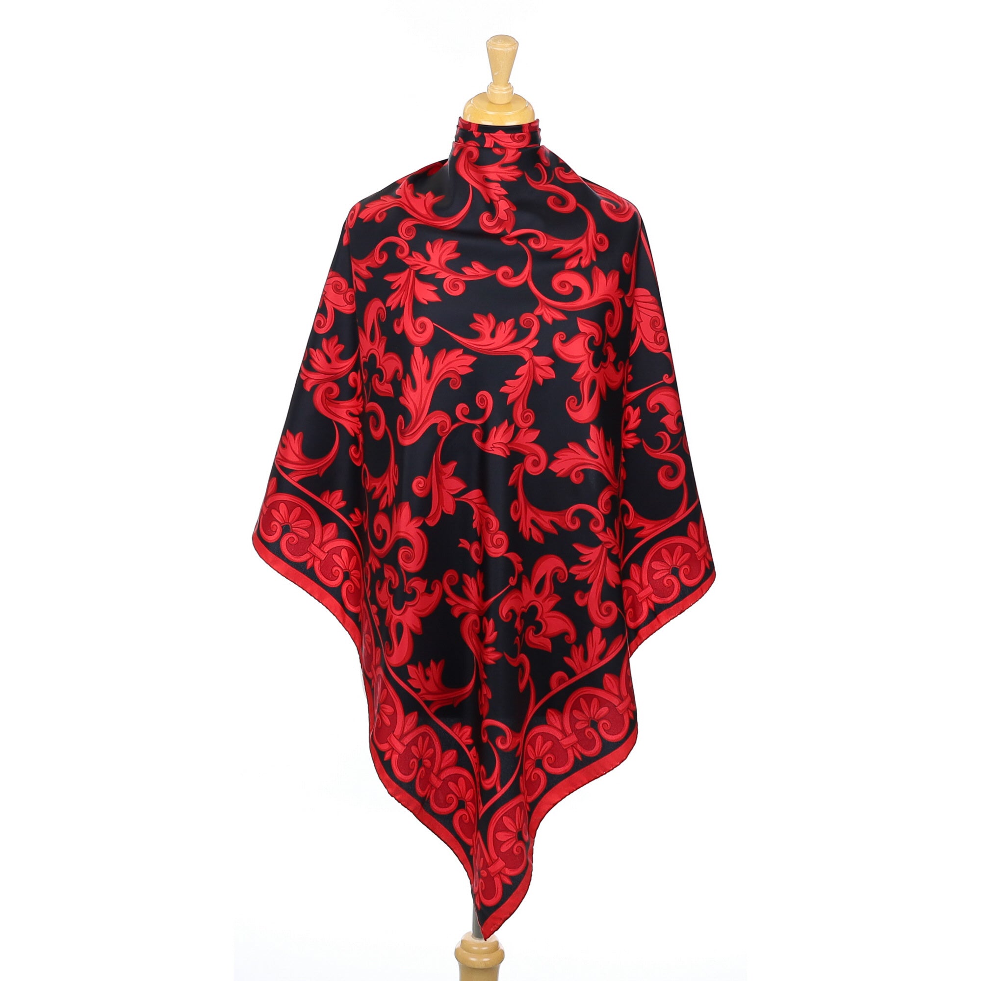 Jaeger Red and Black Vintage Silk Scarf