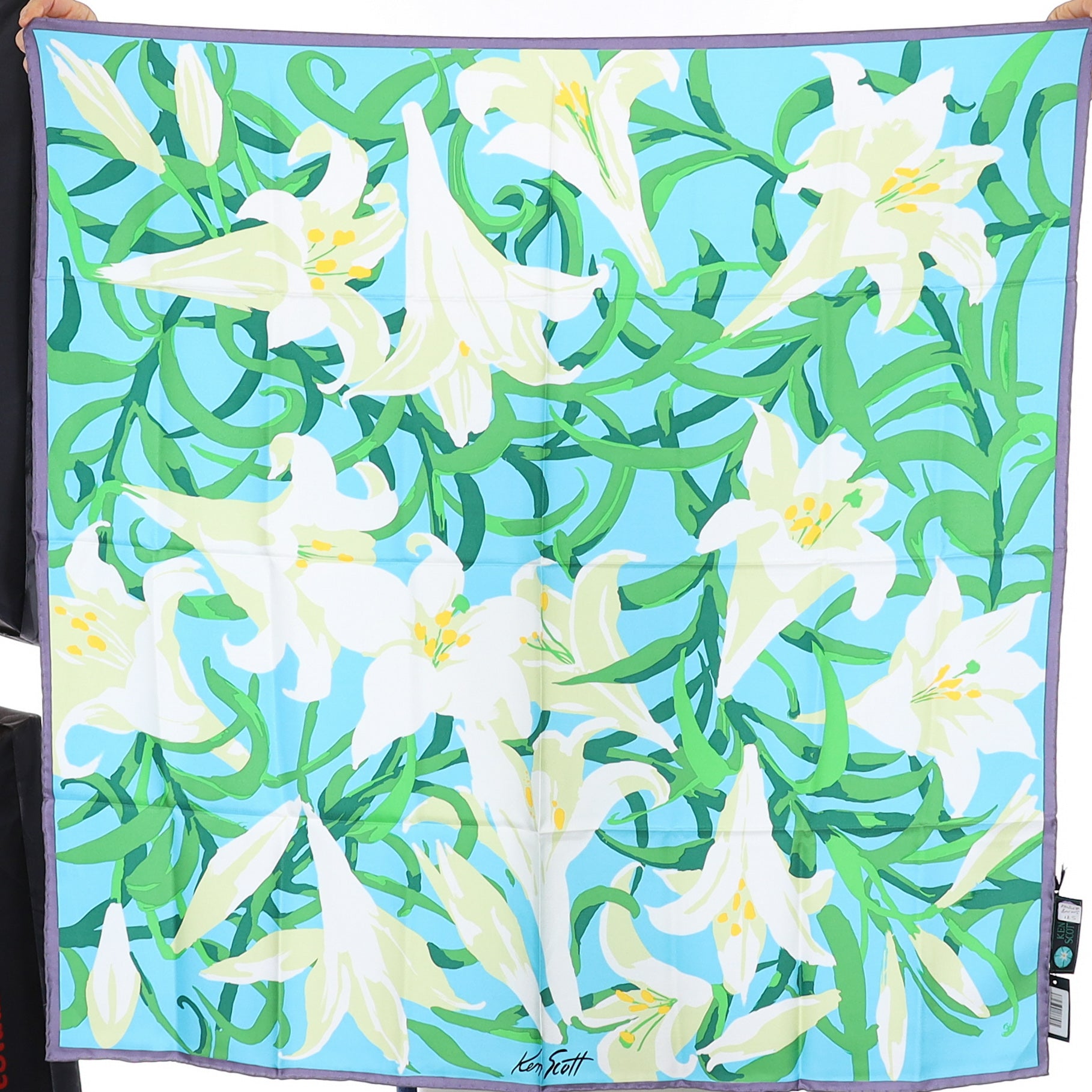 Brand New Ken Scott Lily Design Silk Scarf